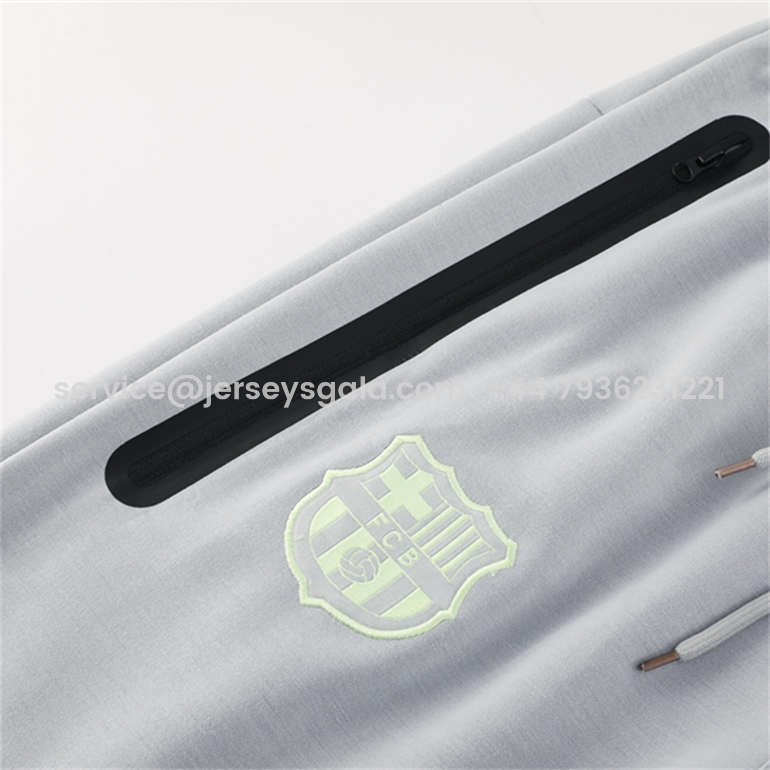 JerseysGala.com | Barcelona 25-26 Hooded Jacket Training Tracksuit - Grey Jackets & Pants -Customize Name, Number and Patch | Worldwide Shipping