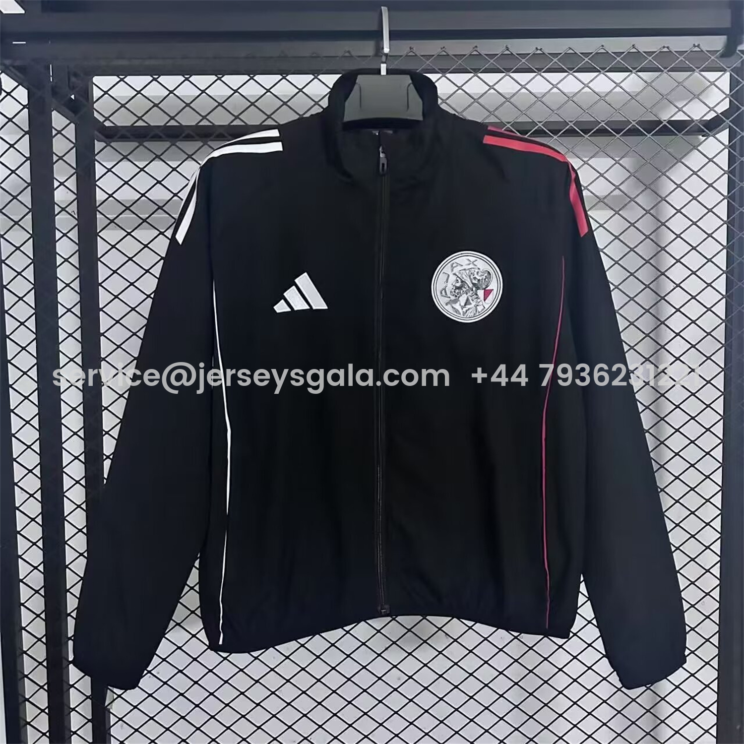 JerseysGala.com | Ajax 25-26 Training Windbreaker Jacket - Black -Customize Name, Number and Patch | Worldwide Shipping