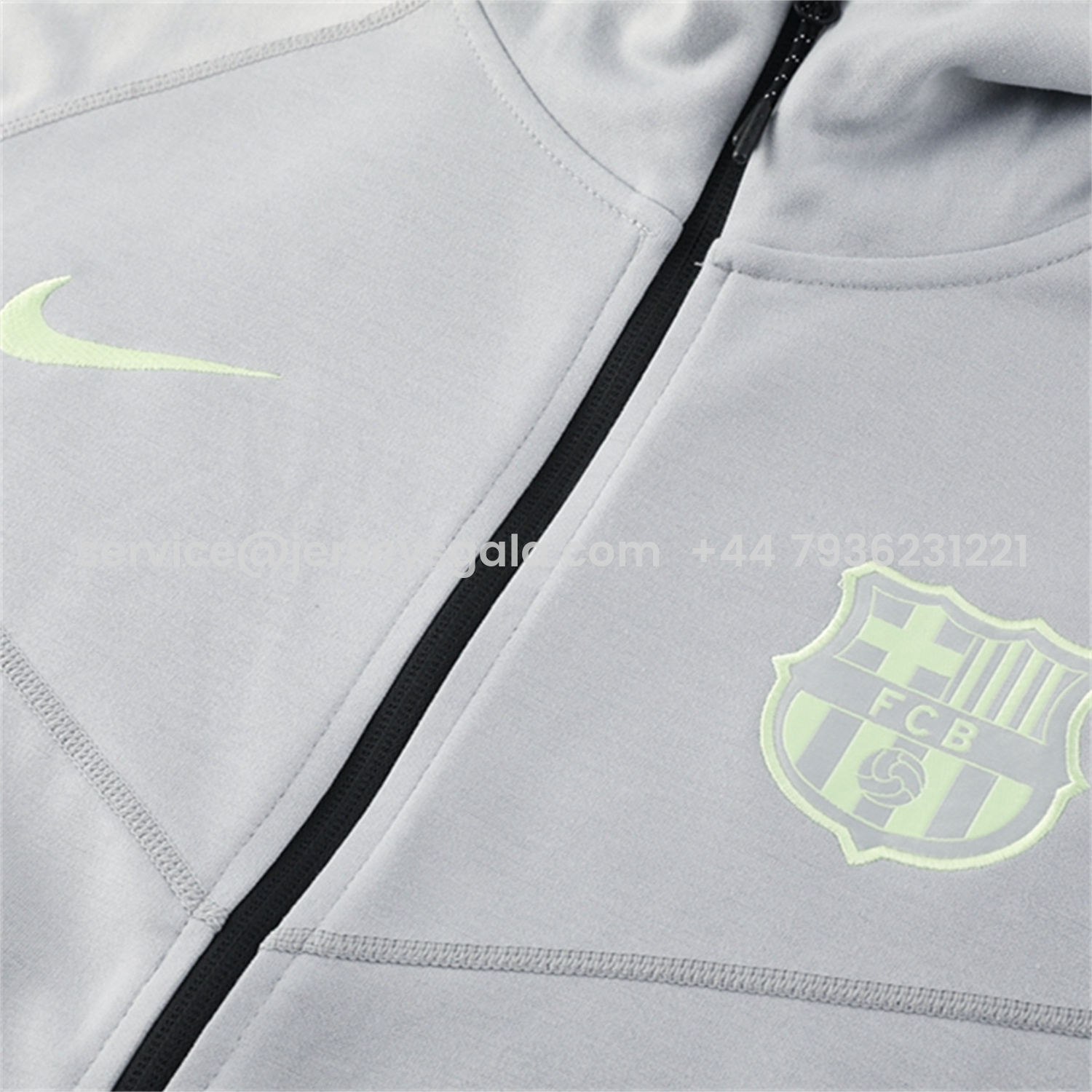 JerseysGala.com | Barcelona 25-26 Hooded Jacket Training Tracksuit - Grey Jackets & Pants -Customize Name, Number and Patch | Worldwide Shipping