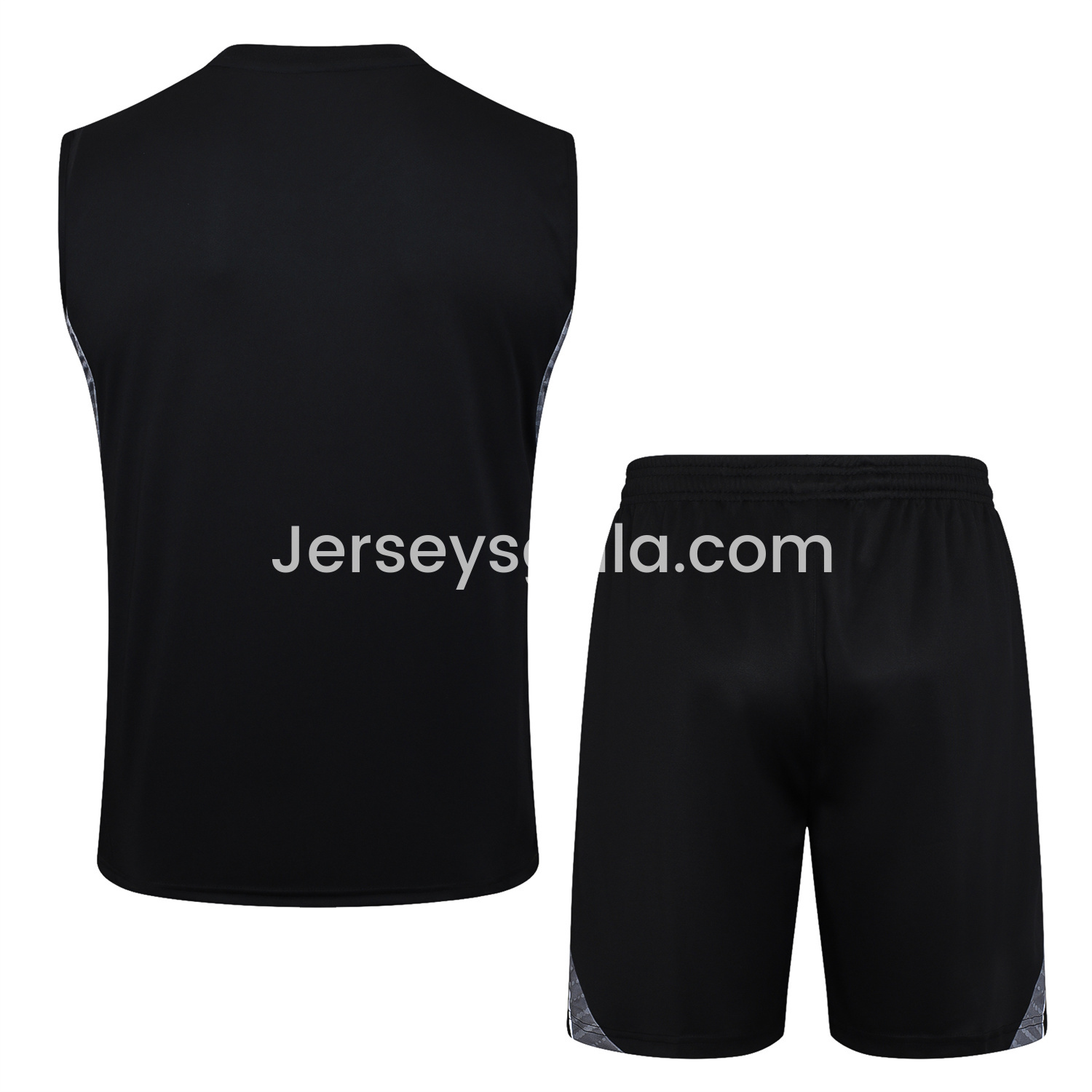 JerseysGala.com | Real Madrid 25-26 Vest Training Set - Black Vest and Black Shorts -Customize Name, Number and Patch | Worldwide Shipping