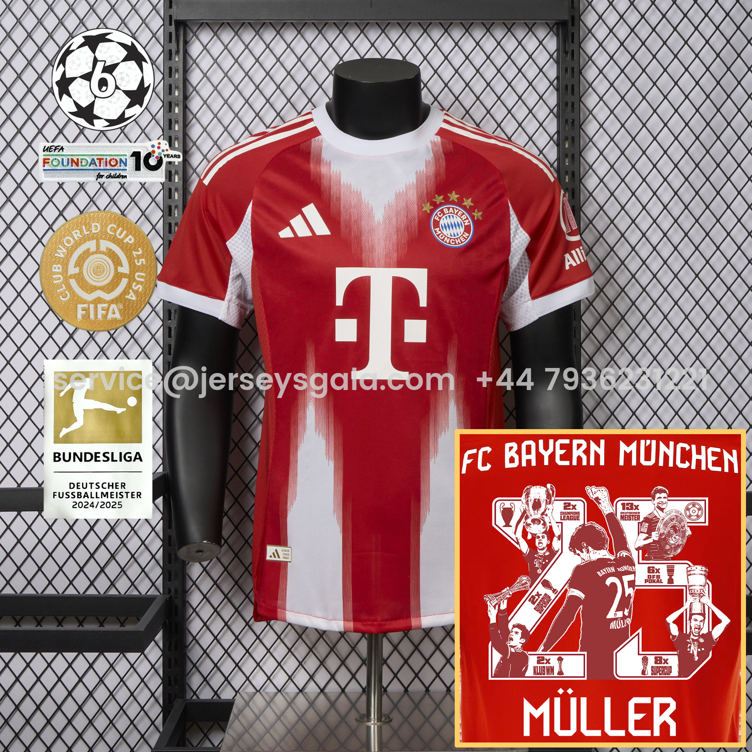 JerseysGala.com | Bayern Munich 25-26 Home Müller Limited Edition Jersey - Player Version -Customize Name, Number and Patch | Worldwide Shipping