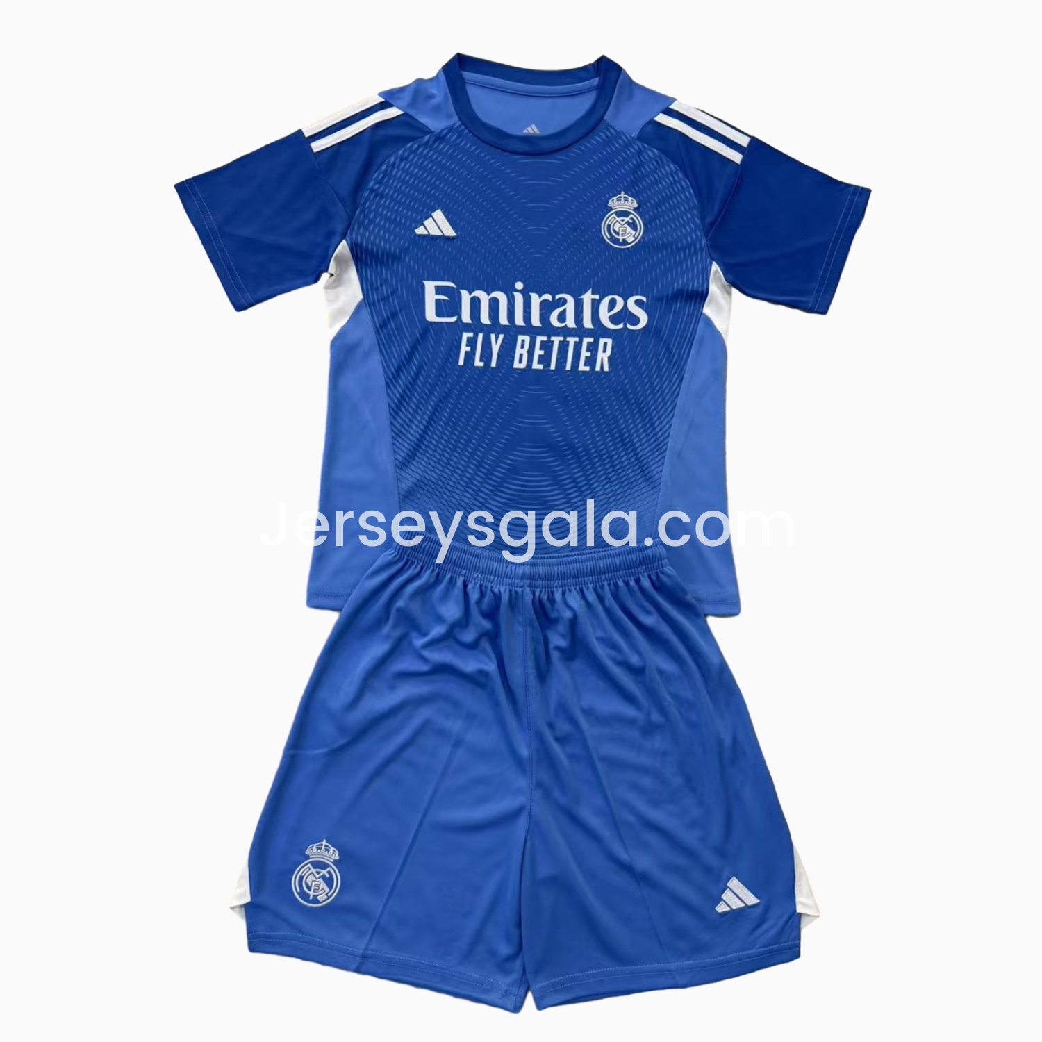 JerseysGala.com | Real Madrid 25-26 Blue Goalkeeper Kids Kit -Customize Name, Number and Patch | Worldwide Shipping
