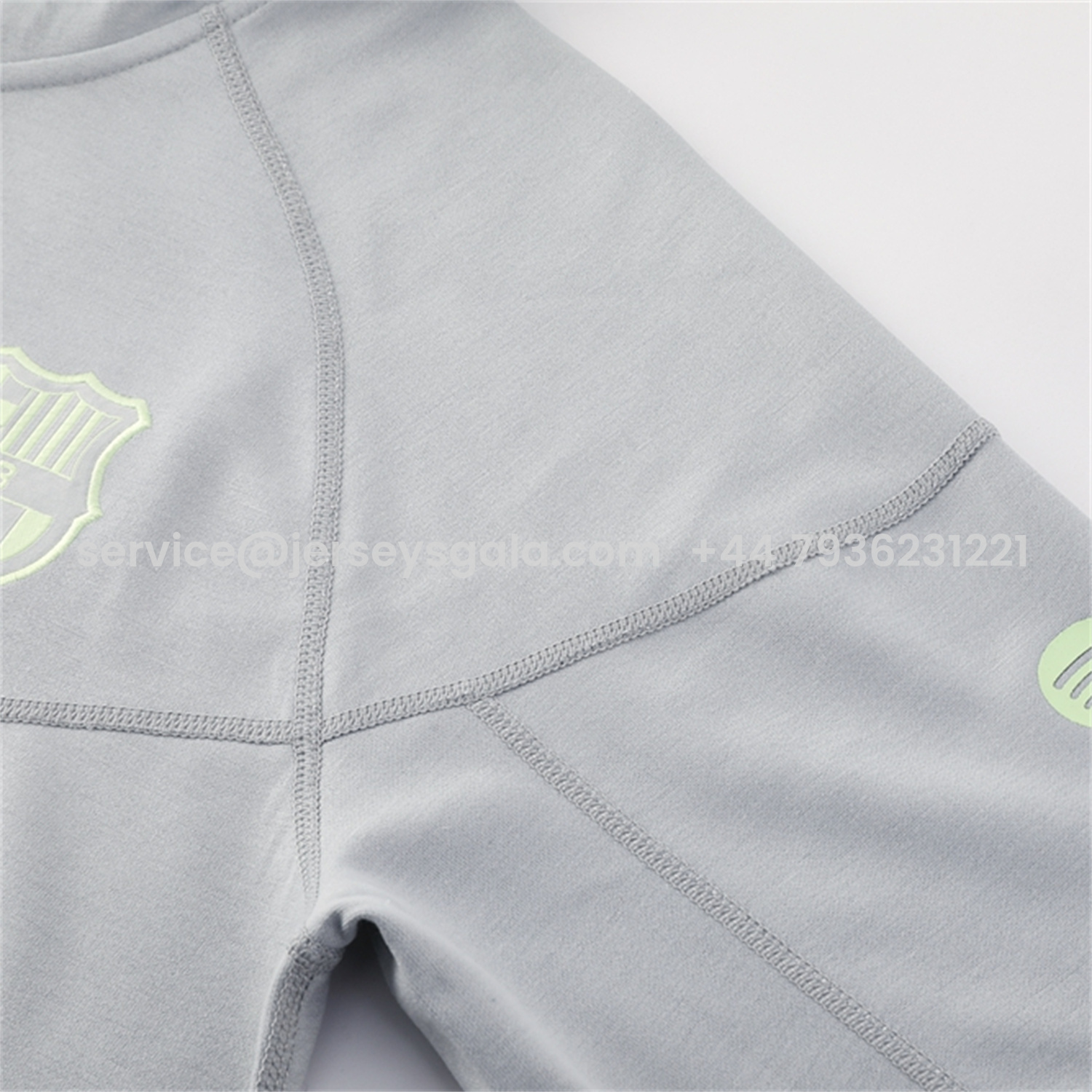 JerseysGala.com | Barcelona 25-26 Hooded Jacket Training Tracksuit - Grey Jackets & Pants -Customize Name, Number and Patch | Worldwide Shipping