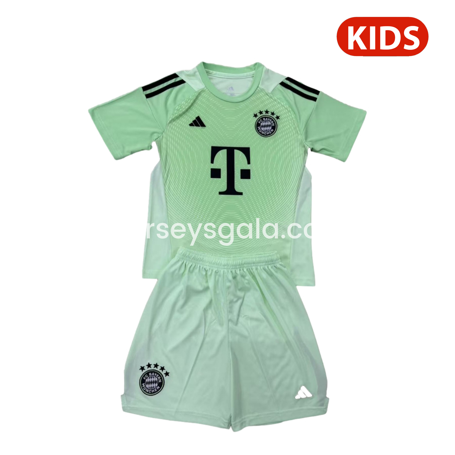 JerseysGala.com | Bayern Munich 25-26 Green Goalkeeper Kids Kit -Customize Name, Number and Patch | Worldwide Shipping