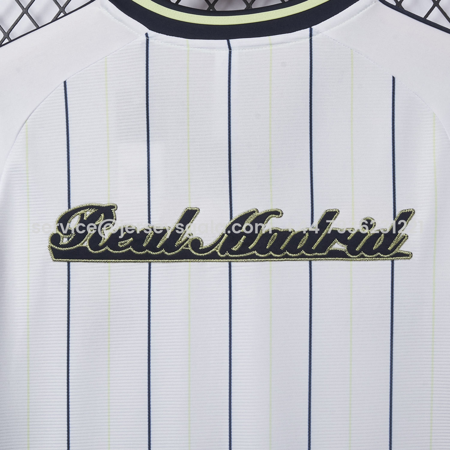 JerseysGala.com | Real Madrid 25-26 White Baseball Jersey with Black Stripes -Customize Name, Number and Patch | Worldwide Shipping