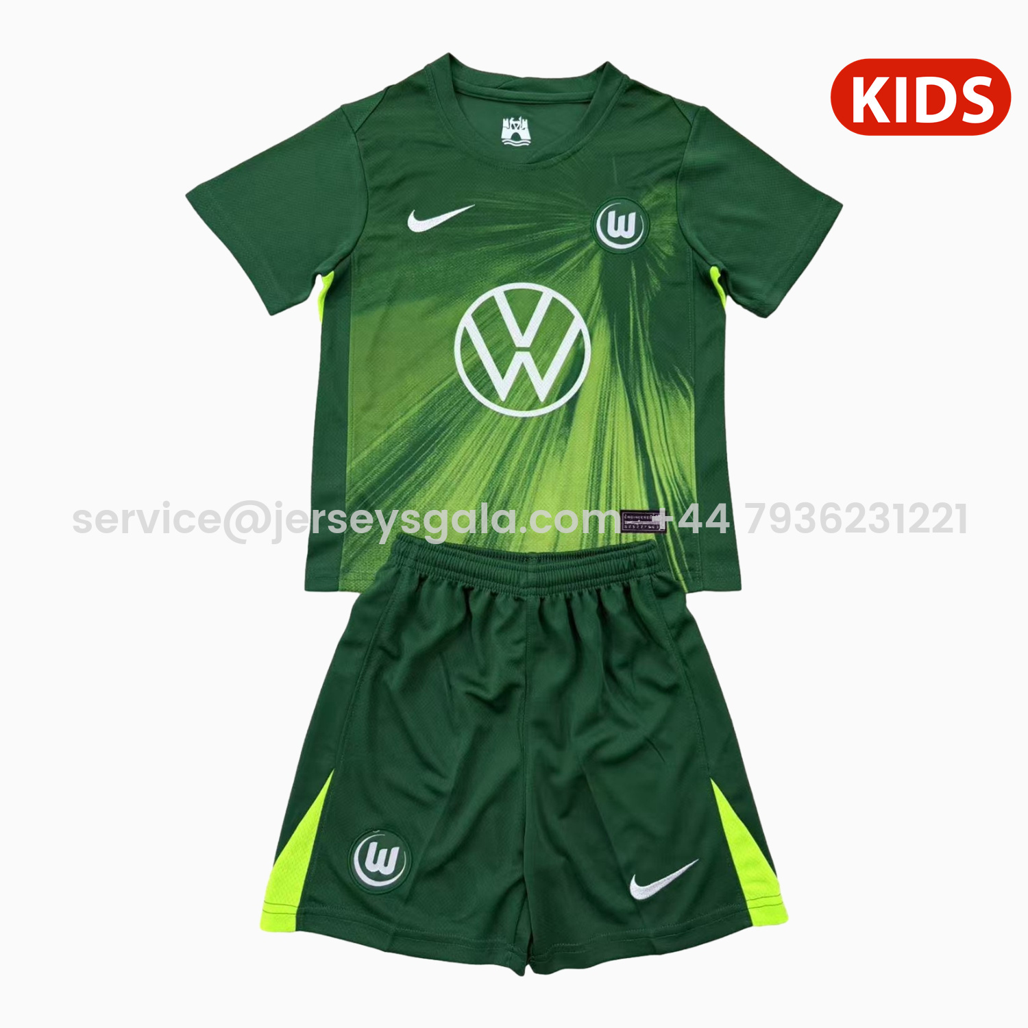 JerseysGala.com | Wolfsburg 25-26 Home Kids Kit -Customize Name, Number and Patch | Worldwide Shipping