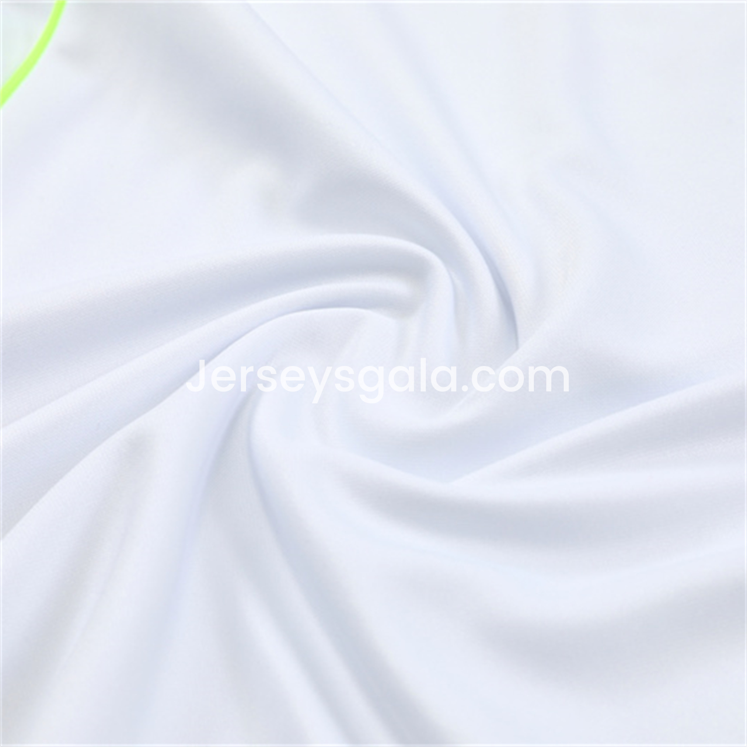 JerseysGala.com | Real Madrid 25-26 Long Sleeve Training Set - Green Line White Top and Blue Pants -Customize Name, Number and Patch | Worldwide Shipping