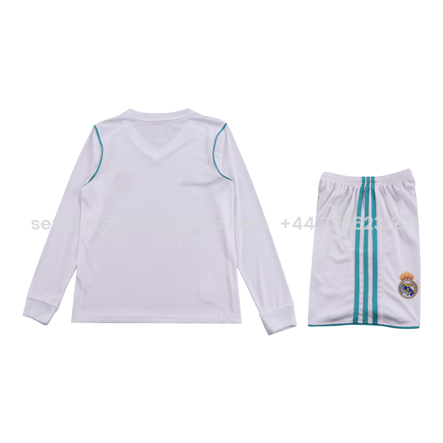 JerseysGala.com | Retro Real Madrid 17-18 Home Long Sleeves Kids Kit -Customize Name, Number and Patch | Worldwide Shipping