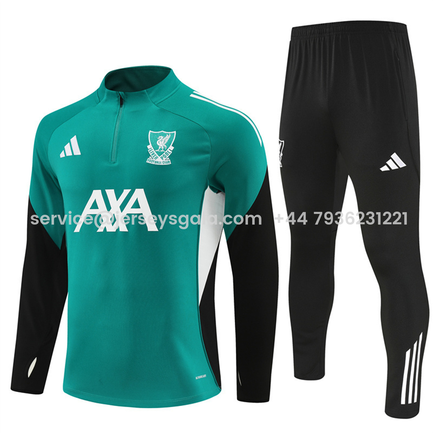 JerseysGala.com | Liver.pool 25-26 Long Sleeve Training Set - Green Top & Black Pants -Customize Name, Number and Patch | Worldwide Shipping