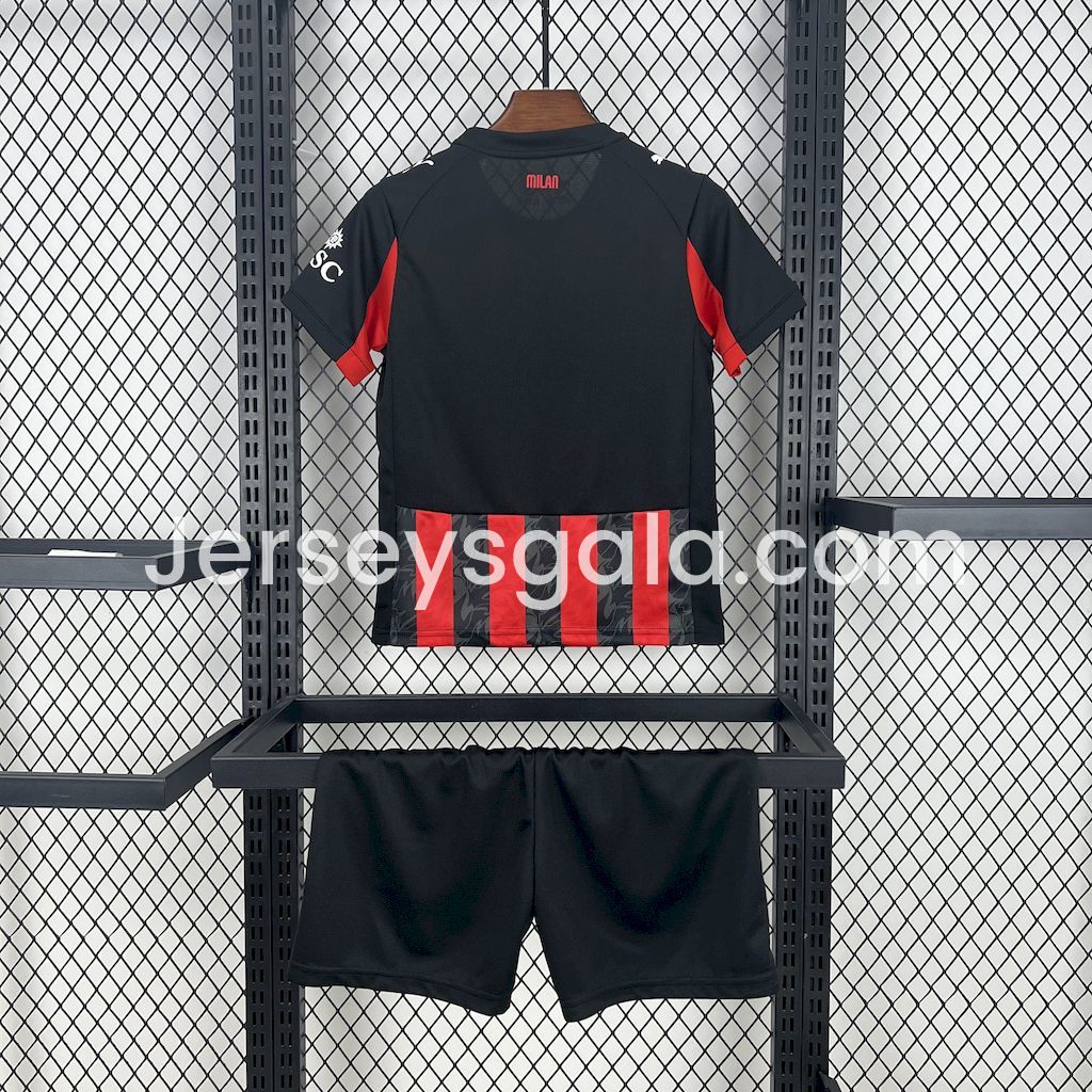 JerseysGala.com | AC Milan 25-26 Home Kids Kit -Customize Name, Number and Patch | Worldwide Shipping