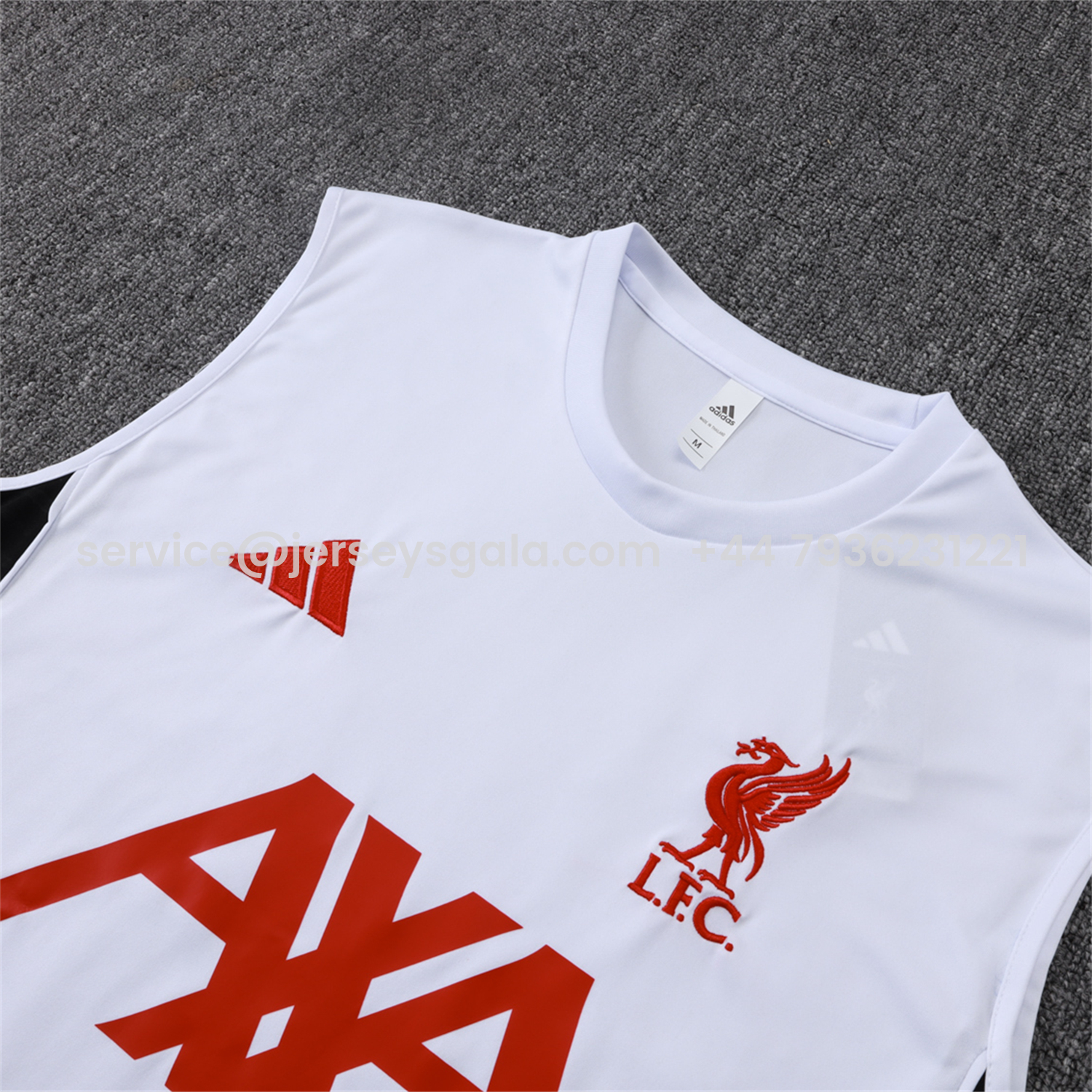 JerseysGala.com | Liver.pool 25-26 Vest Training Set - White Vest & Black Shorts -Customize Name, Number and Patch | Worldwide Shipping