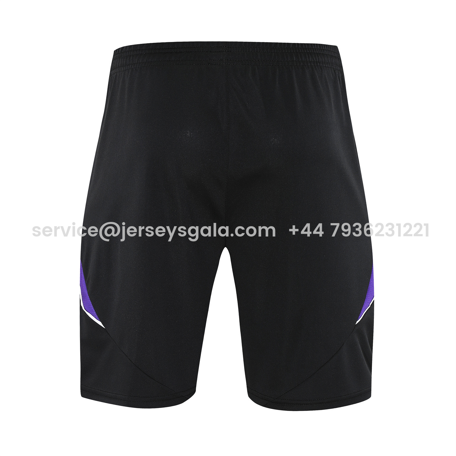 JerseysGala.com | Real Madrid 25-26 Vest Training Set - Blue Edge White Vest & Black Shorts -Customize Name, Number and Patch | Worldwide Shipping
