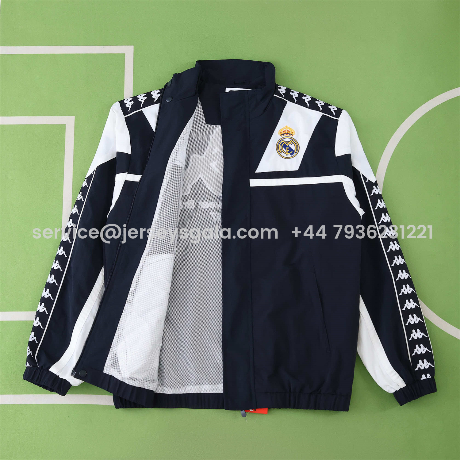 JerseysGala.com | Real Madrid 25-26 Throwback Windbreaker Jacket - Black -Customize Name, Number and Patch | Worldwide Shipping