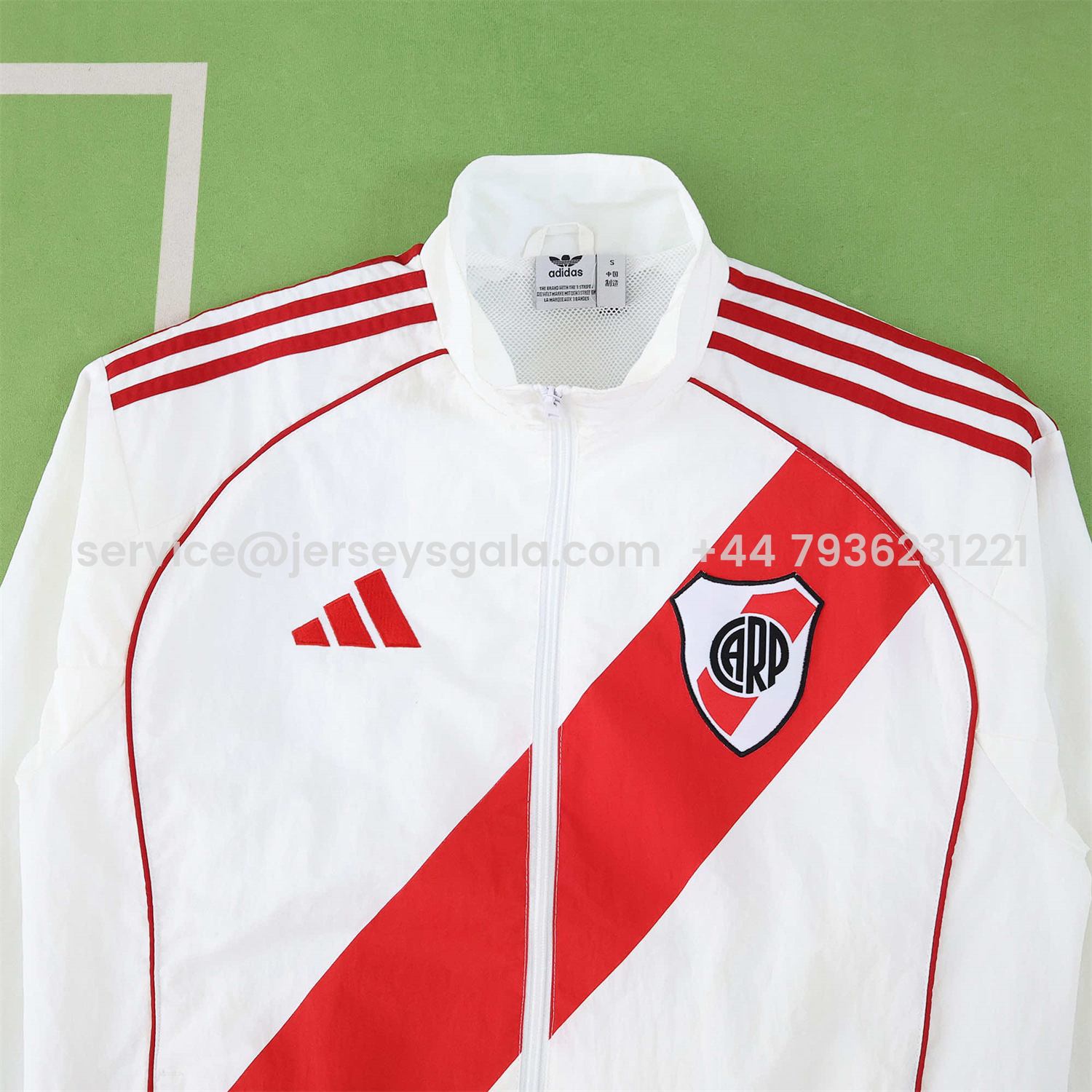 JerseysGala.com | River Plate 25-26 Throwback Windbreaker Jacket - White -Customize Name, Number and Patch | Worldwide Shipping