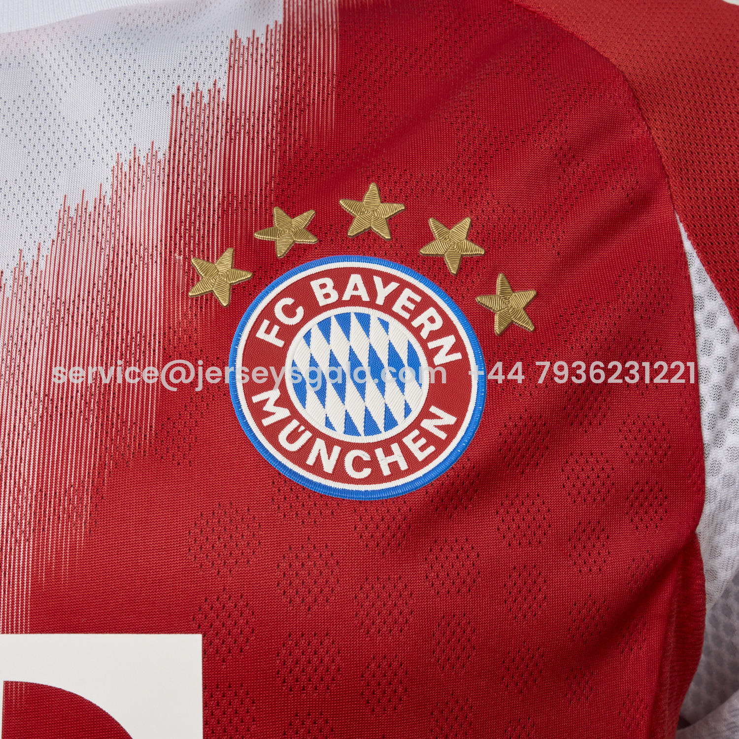 JerseysGala.com | Bayern Munich 25-26 Home Red Jersey - Player Version -Customize Name, Number and Patch | Worldwide Shipping