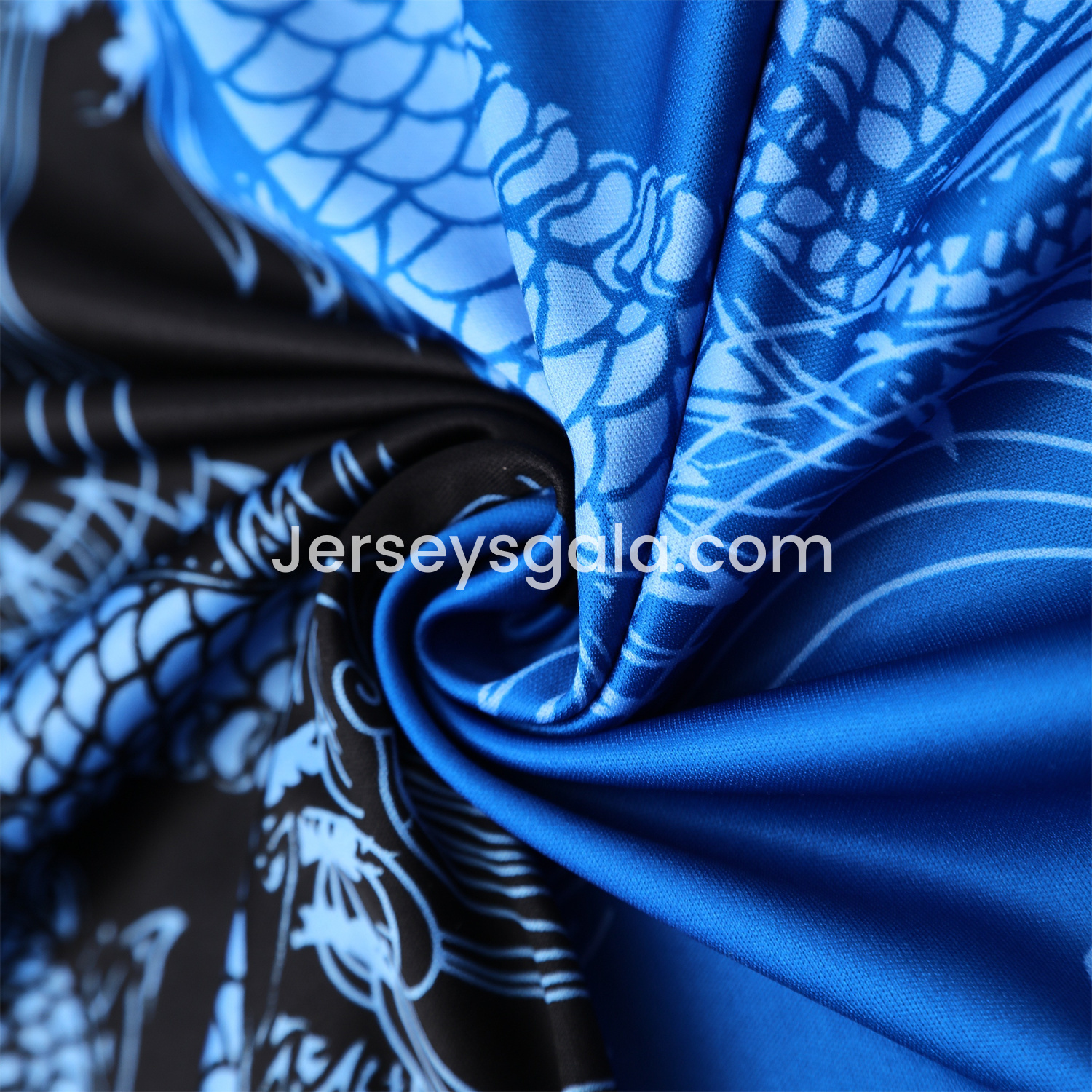 JerseysGala.com | Real Madrid 25-26 Short-Sleeve Training Set - Blue Black Dragon Top & Black-White Shorts -Customize Name, Number and Patch | Worldwide Shipping