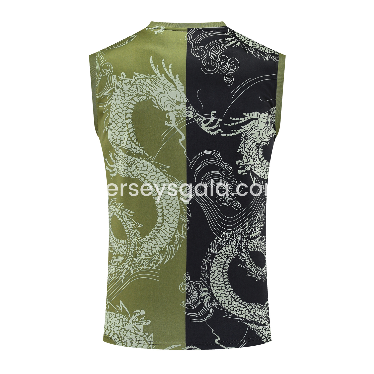 JerseysGala.com | Real Madrid 25-26 Vest Training Set - Green-Black Dragon Vest & Black-White Shorts -Customize Name, Number and Patch | Worldwide Shipping