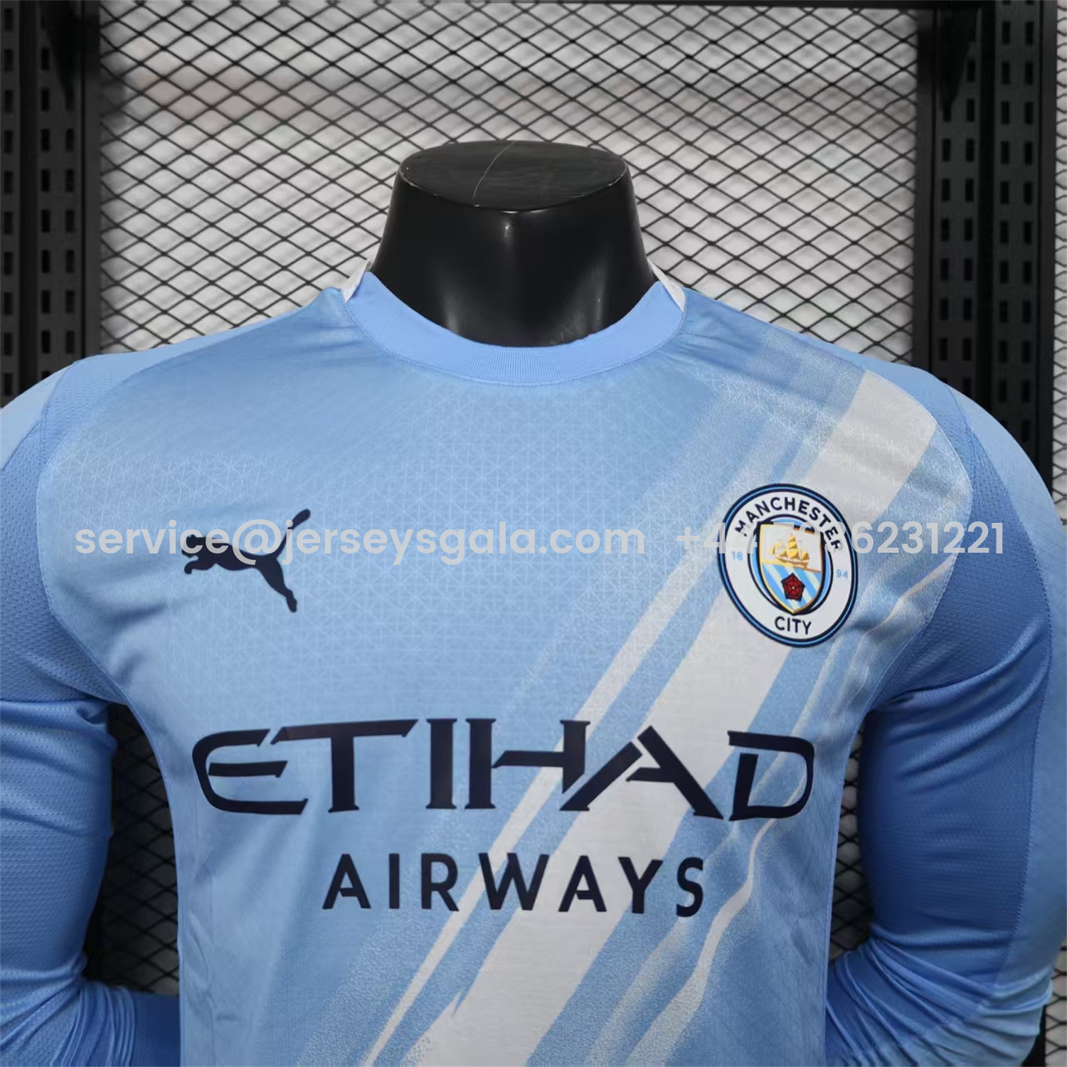 JerseysGala.com | Manchester City 25-26 Home Long Sleeves Jersey - Player Version -Customize Name, Number and Patch | Worldwide Shipping