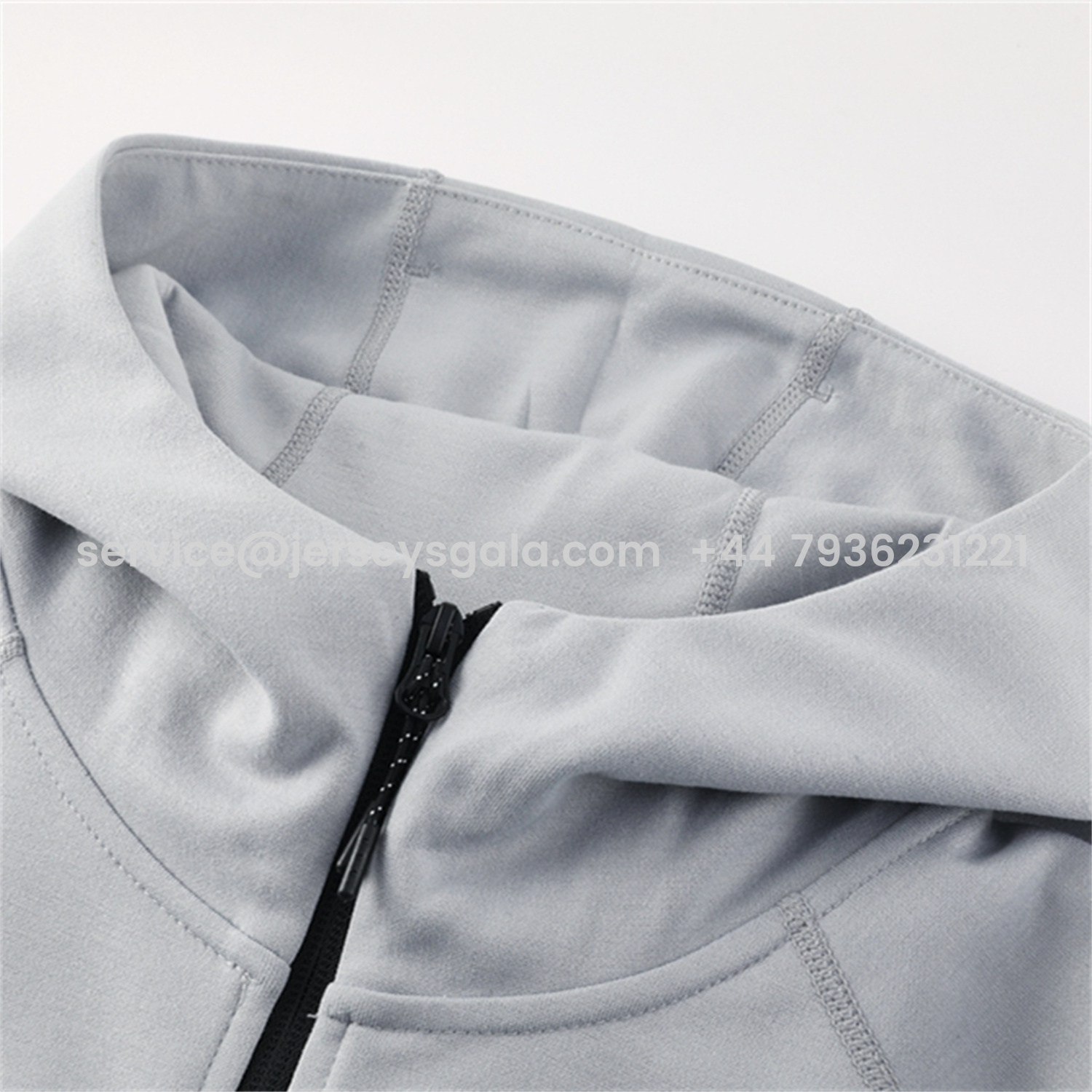 JerseysGala.com | Barcelona 25-26 Hooded Jacket Training Tracksuit - Grey Jackets & Pants -Customize Name, Number and Patch | Worldwide Shipping