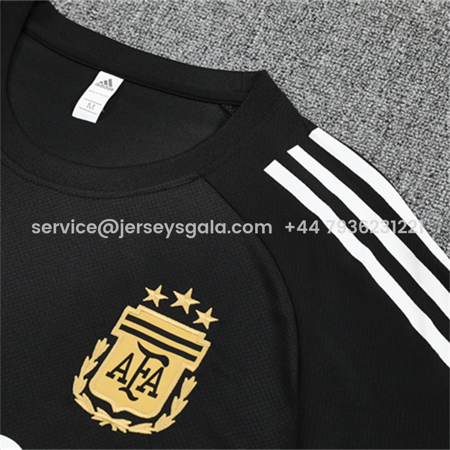 JerseysGala.com | Argentina 25-26 Kids Pre-Match Short-Sleeve Training Set - Black Top & Shorts -Customize Name, Number and Patch | Worldwide Shipping