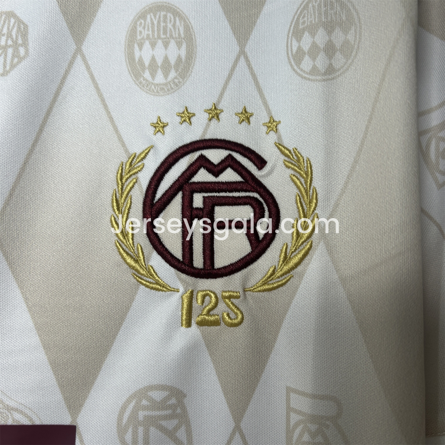 JerseysGala.com | Bayern Munich 2025 125th Anniversary Diamond Pattern Special Edition Jersey - Fans Version -Customize Name, Number and Patch | Worldwide Shipping