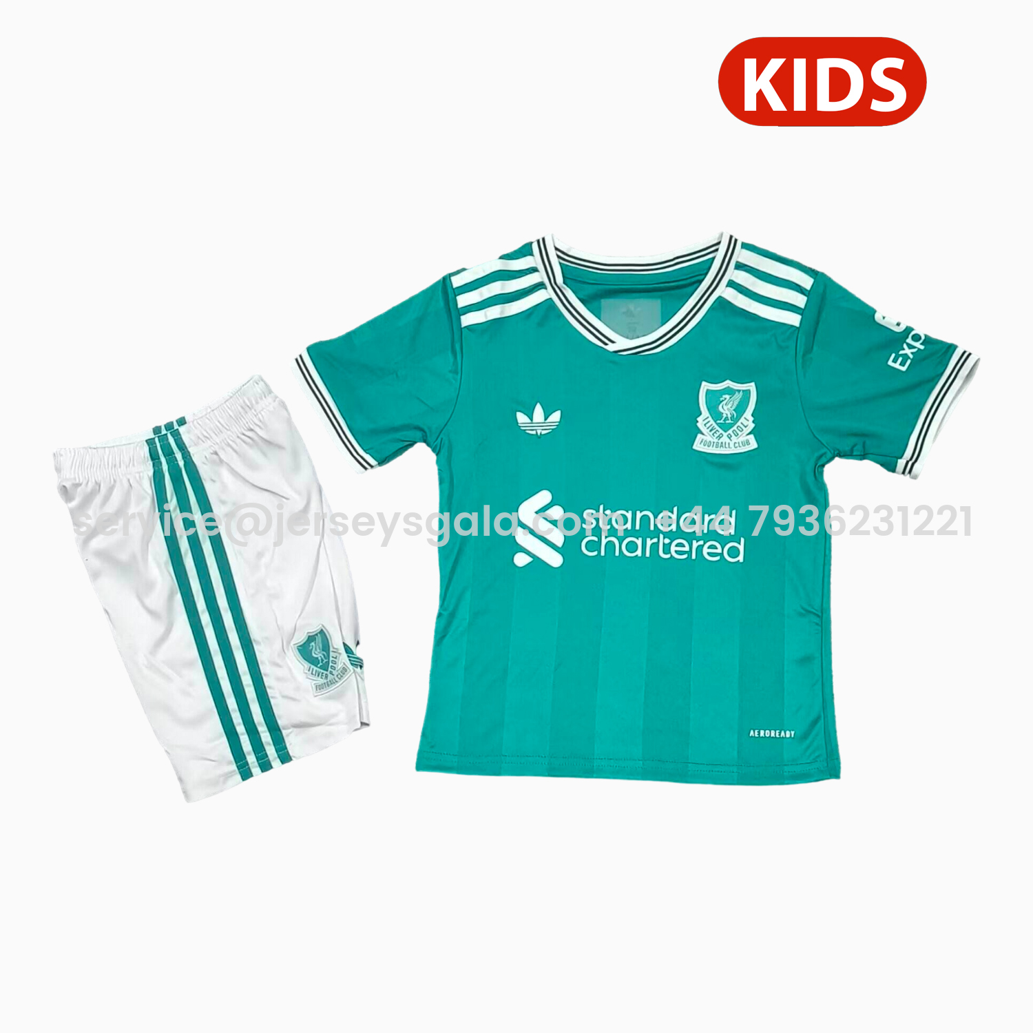 JerseysGala.com | Liver.pool 25-26 Third Green Kids Kit -Customize Name, Number and Patch | Worldwide Shipping