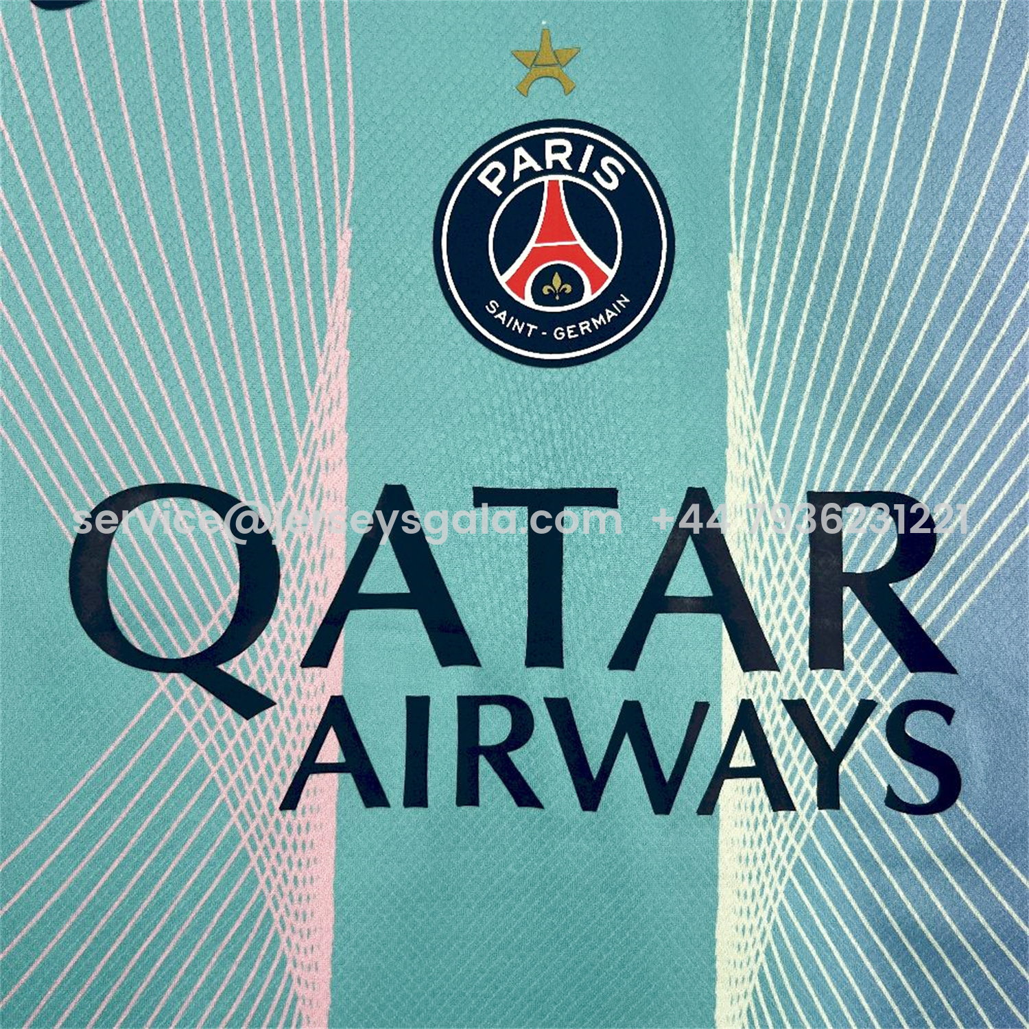 JerseysGala.com | Paris Saint-Germain PSG 25-26 T90 White Lines Light Blue Gradient Special Jersey - Fans Version -Customize Name, Number and Patch | Worldwide Shipping