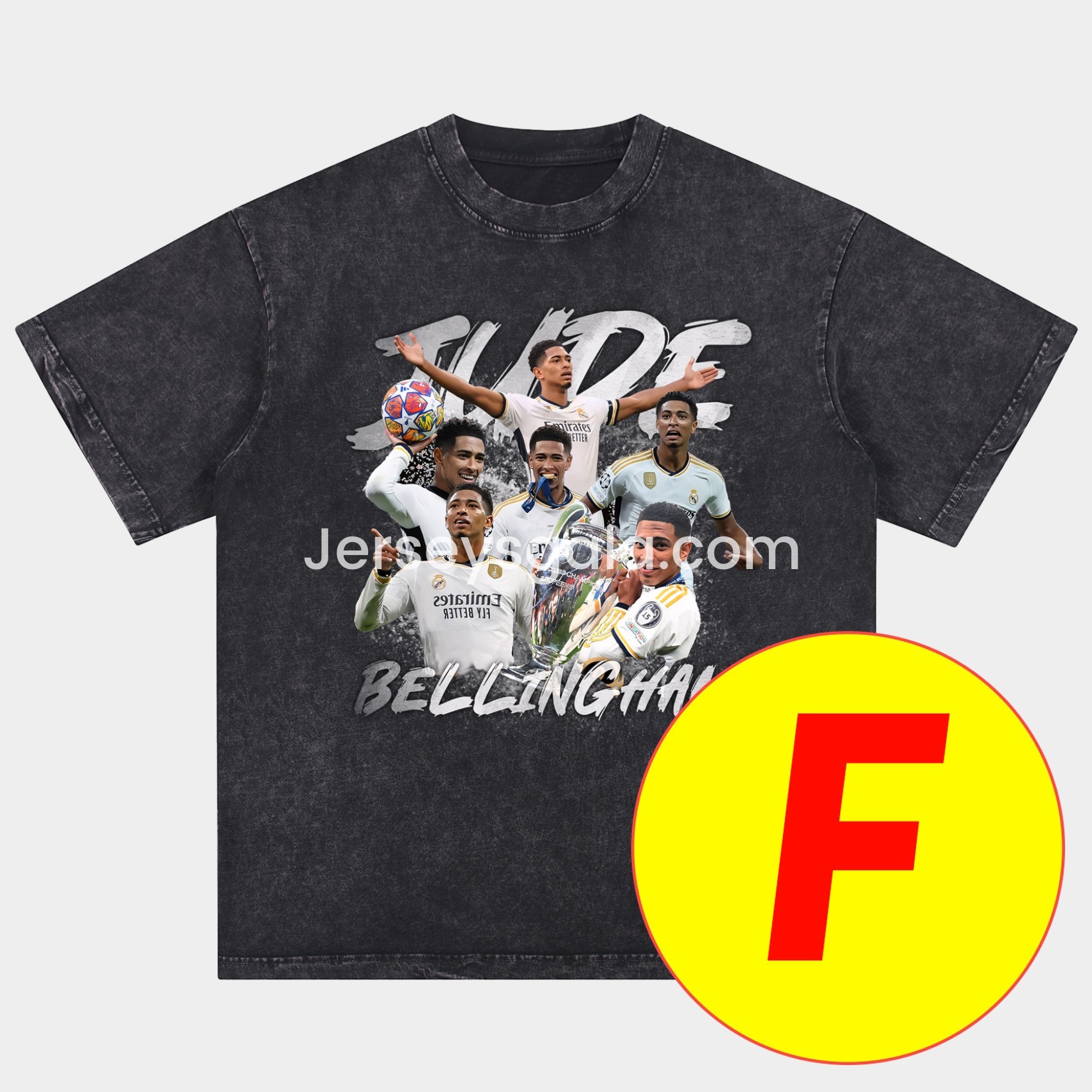 JerseysGala.com | Bellingham Real Madrid England Oversized Washed T-Shirt -Customize Name, Number and Patch | Worldwide Shipping