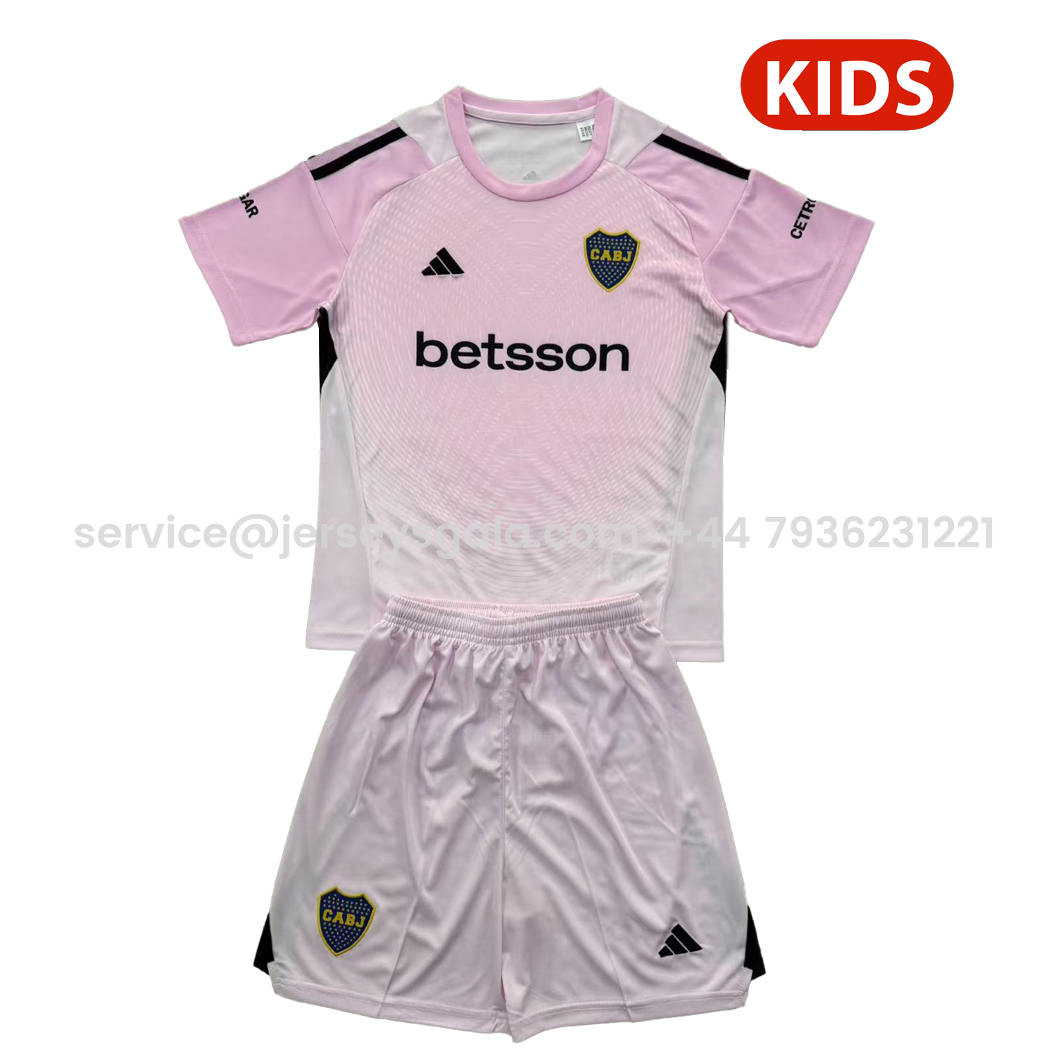 JerseysGala.com | Boca Juniors 25-26 Pink Goalkeeper Kids Kit -Customize Name, Number and Patch | Worldwide Shipping