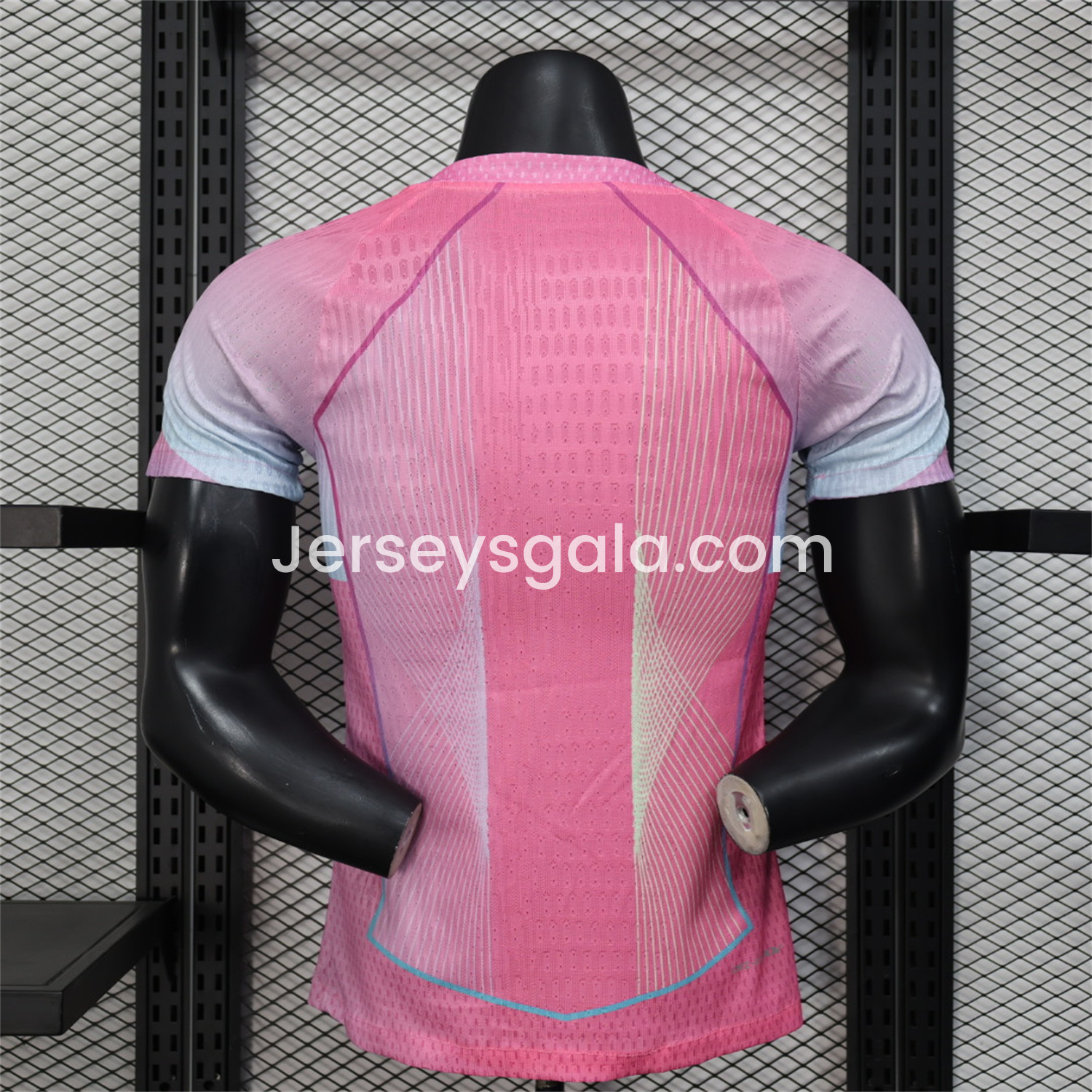 JerseysGala.com | Barcelona 25-26 Pink and Light Blue Stripes Jersey - Player Version -Customize Name, Number and Patch | Worldwide Shipping
