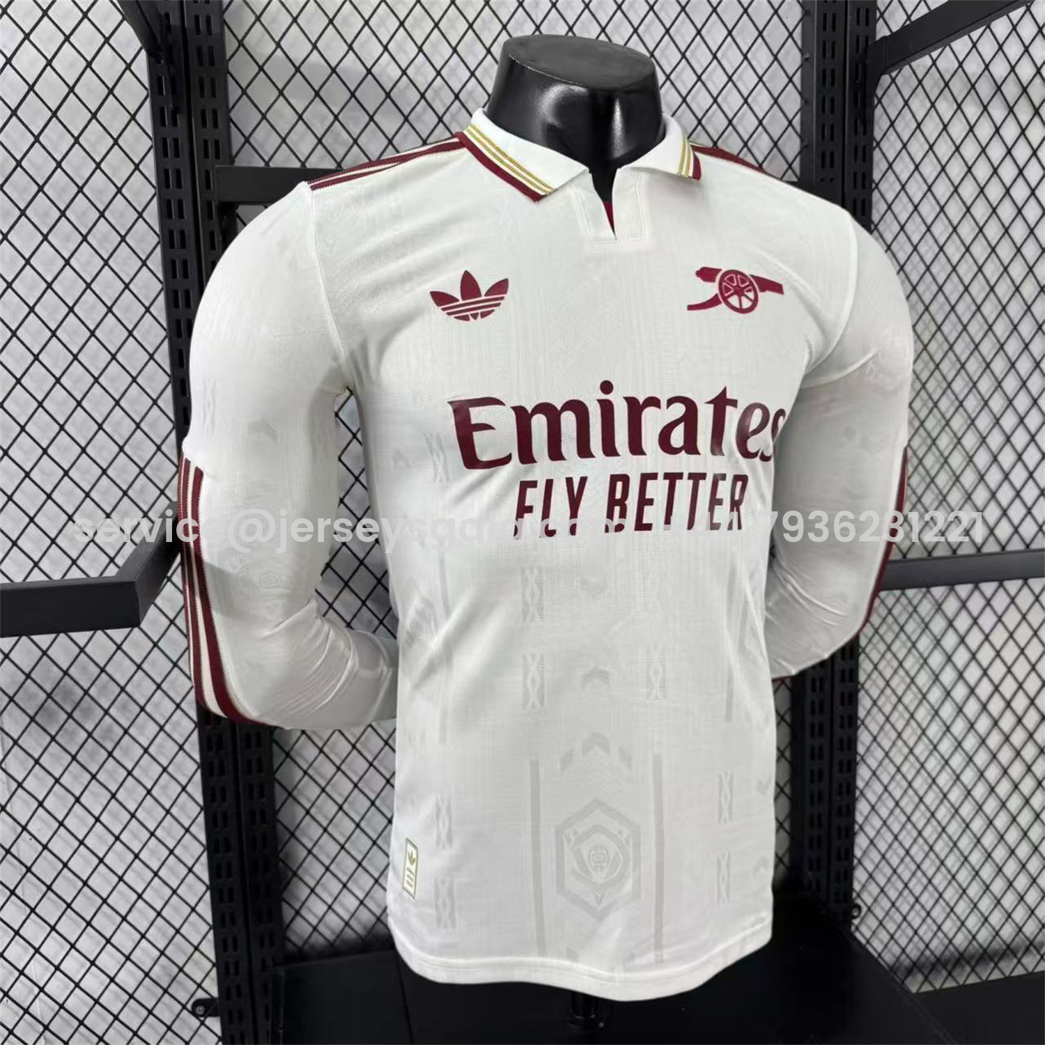JerseysGala.com | Arsenal 25-26 Third White Long Sleeves Jersey - Player Version -Customize Name, Number and Patch | Worldwide Shipping
