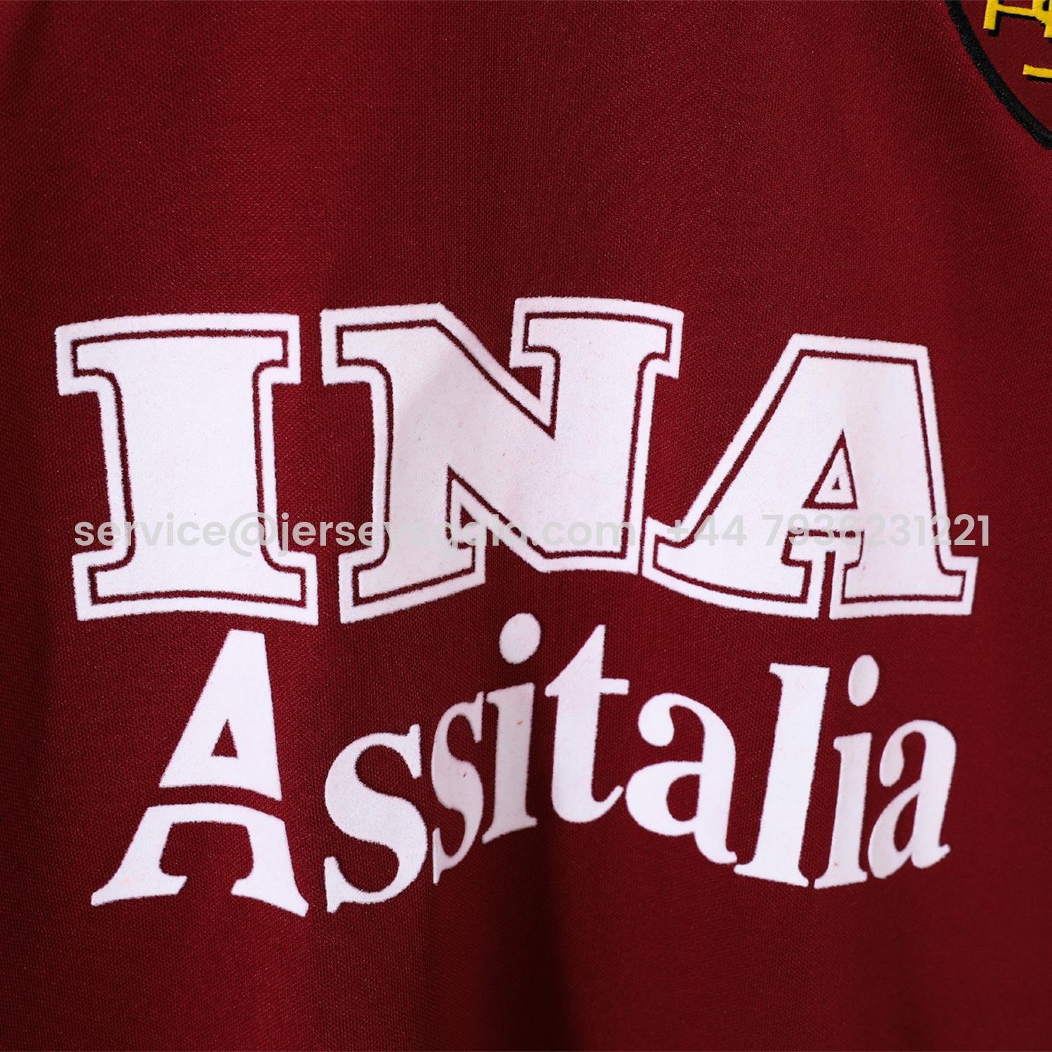 JerseysGala.com | Retro Roma 1998-99 Home Long Sleeves Jersey -Customize Name, Number and Patch | Worldwide Shipping