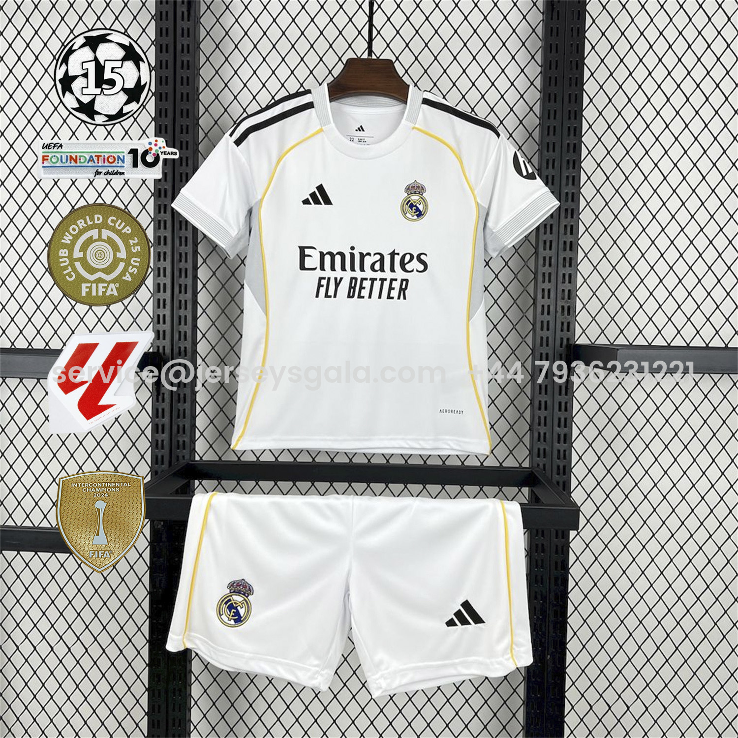 JerseysGala.com | Real Madrid 25-26 Home White Kids Kit - Fans Version -Customize Name, Number and Patch | Worldwide Shipping