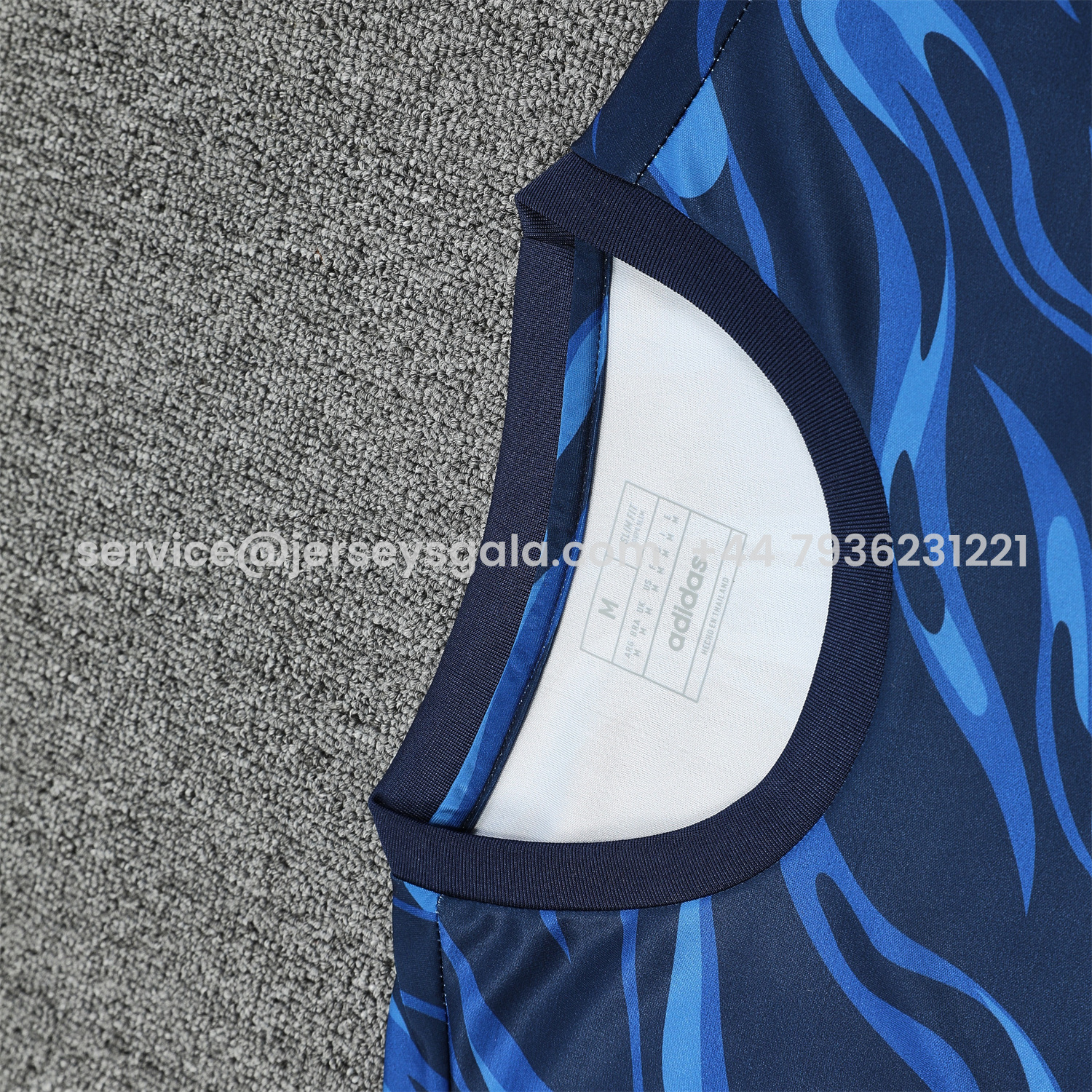 JerseysGala.com | Real Madrid 25-26 Vest Training Set - Blue Water Pattern Top & Deep Blue Shorts -Customize Name, Number and Patch | Worldwide Shipping