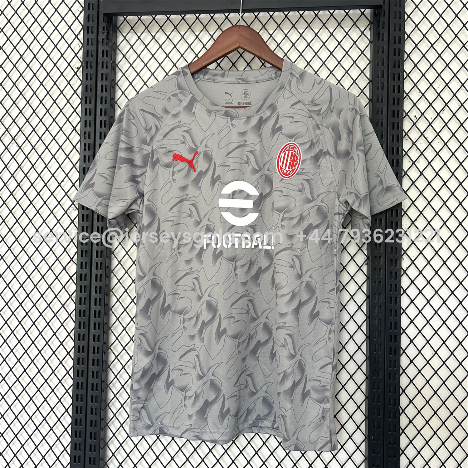 JerseysGala.com | AC Milan 25-26 Grey Pre-Match Training Jersey - Fans Version -Customize Name, Number and Patch | Worldwide Shipping