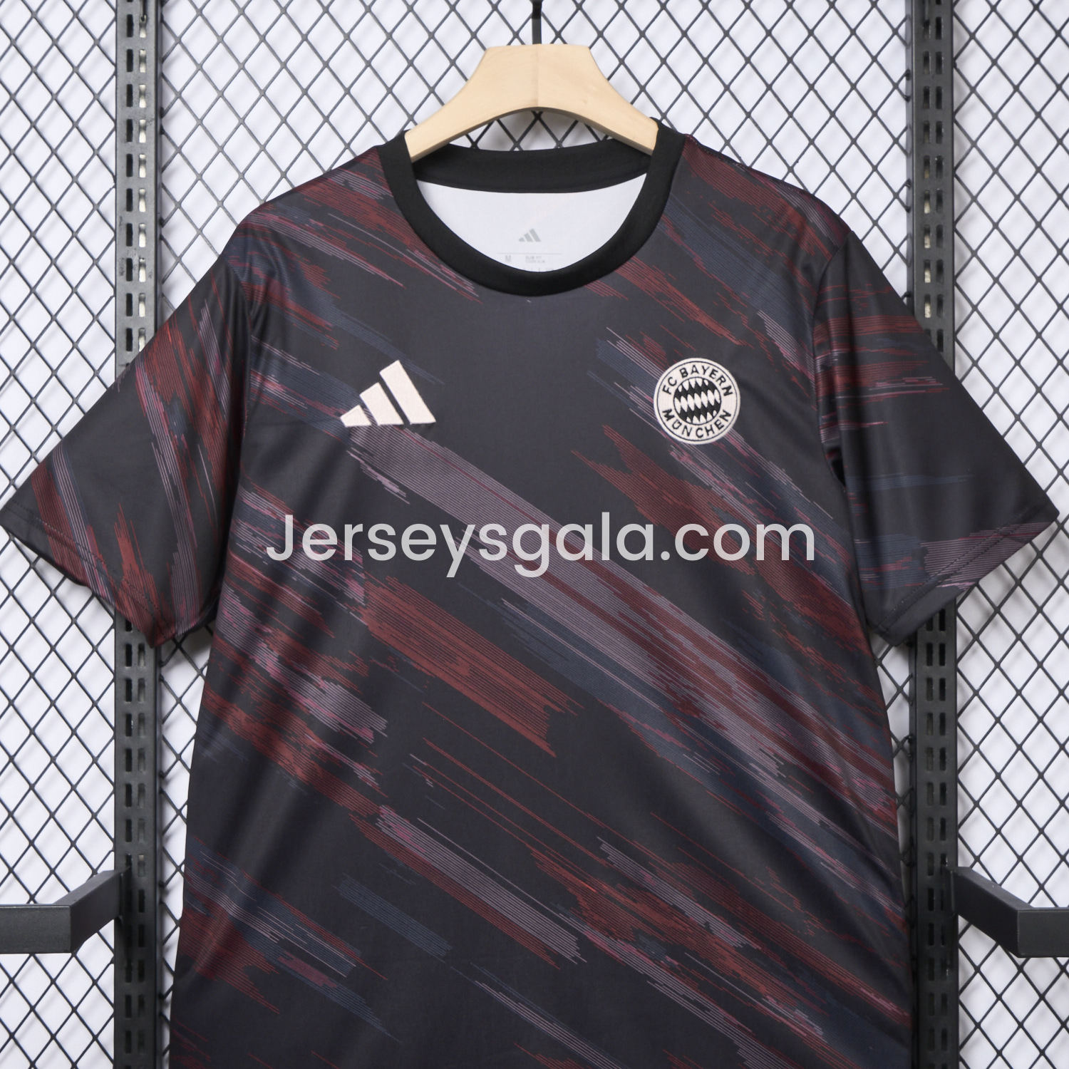 JerseysGala.com | Bayern Munich 25-26 Black & Red Stripe Training Jersey - Fans Version -Customize Name, Number and Patch | Worldwide Shipping