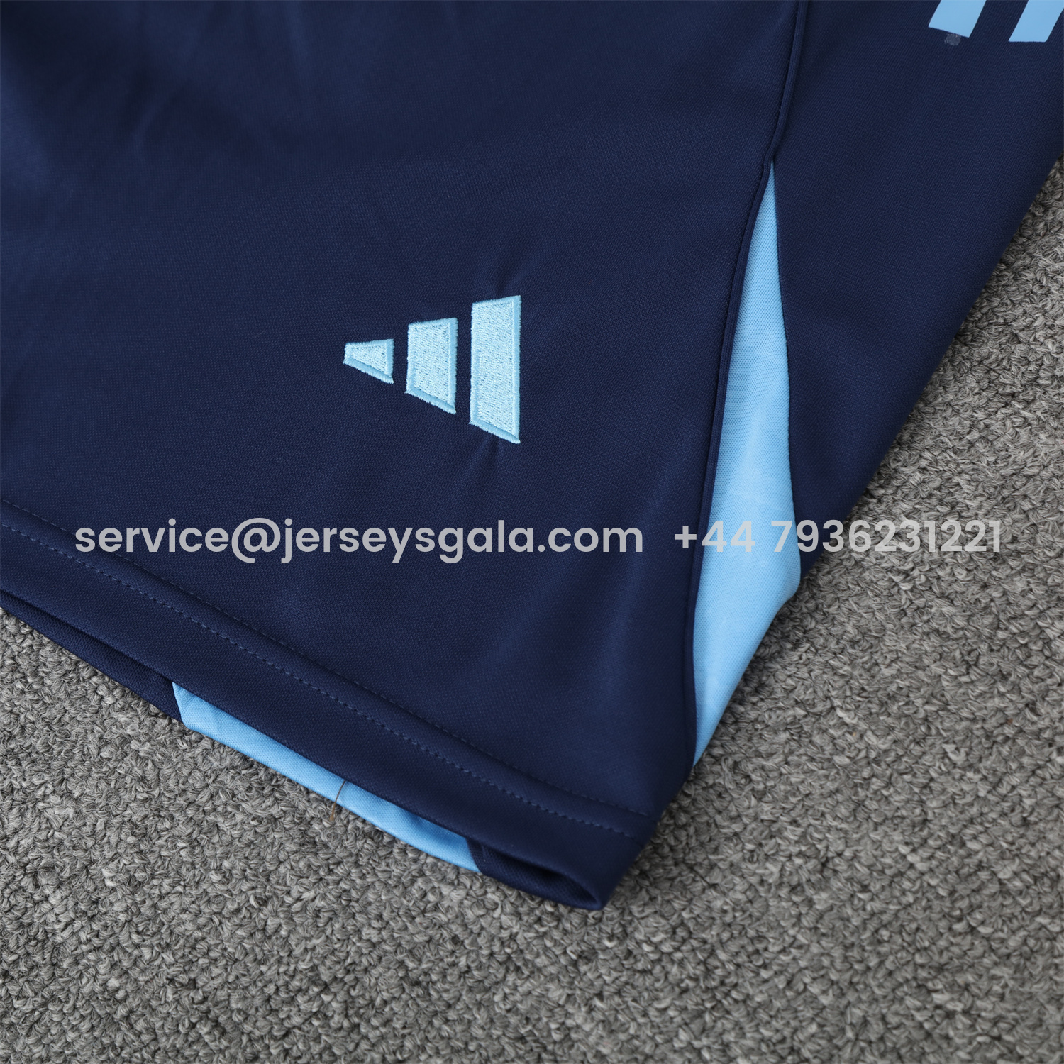 JerseysGala.com | Real Madrid 25-26 Vest Training Set - Blue Water Pattern Top & Deep Blue Shorts -Customize Name, Number and Patch | Worldwide Shipping