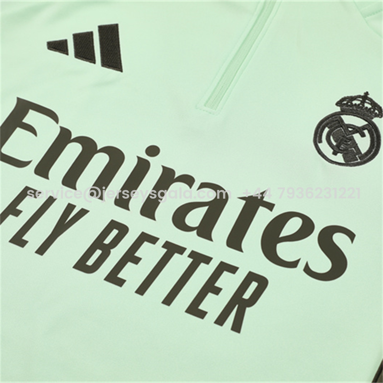 JerseysGala.com | Real Madrid 25-26 Kids Long Sleeve Training Set - Light Green Top & Army Green Pants -Customize Name, Number and Patch | Worldwide Shipping