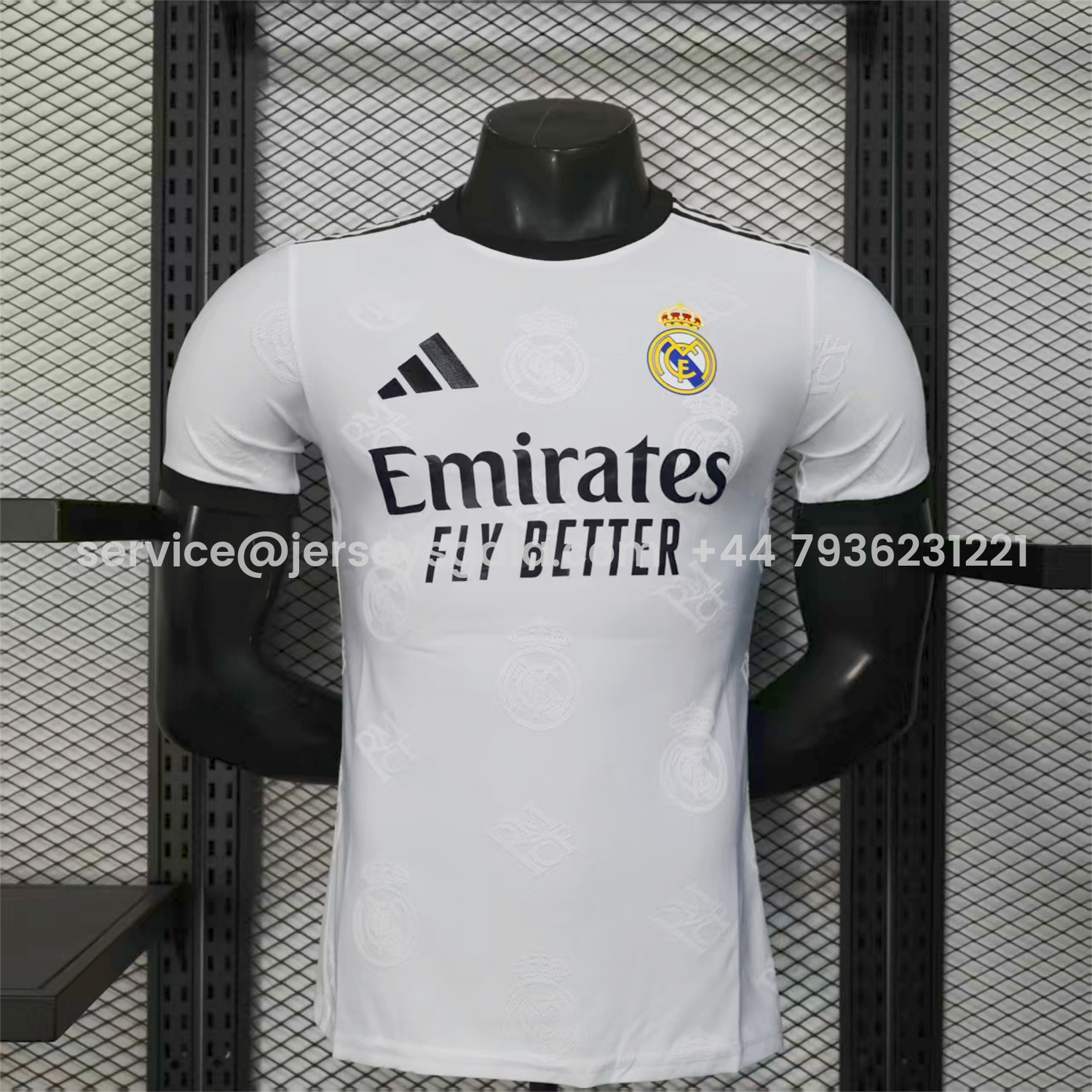 JerseysGala.com | Real Madrid 25-26 White Team Logo Jacquard Special Jersey - Player Version -Customize Name, Number and Patch | Worldwide Shipping