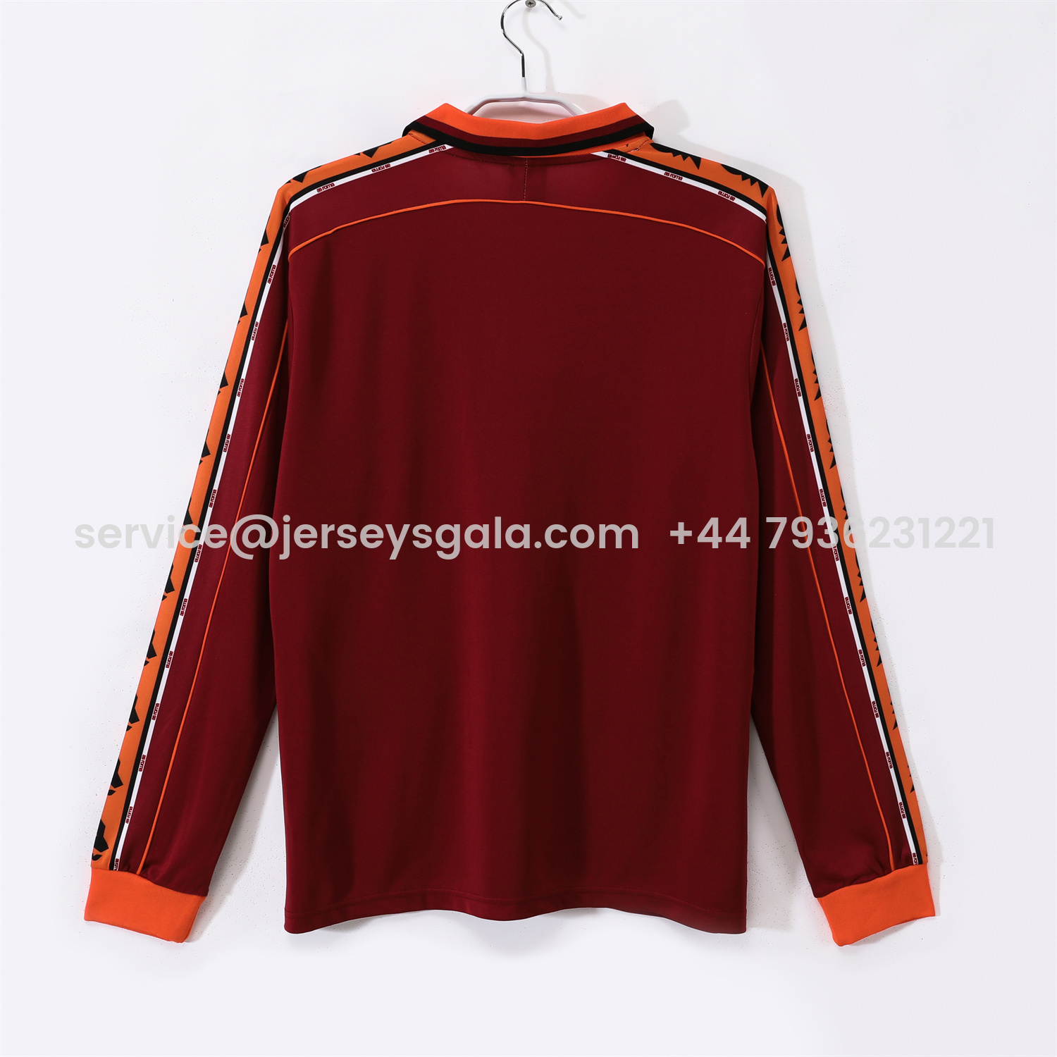 JerseysGala.com | Retro Roma 1998-99 Home Long Sleeves Jersey -Customize Name, Number and Patch | Worldwide Shipping