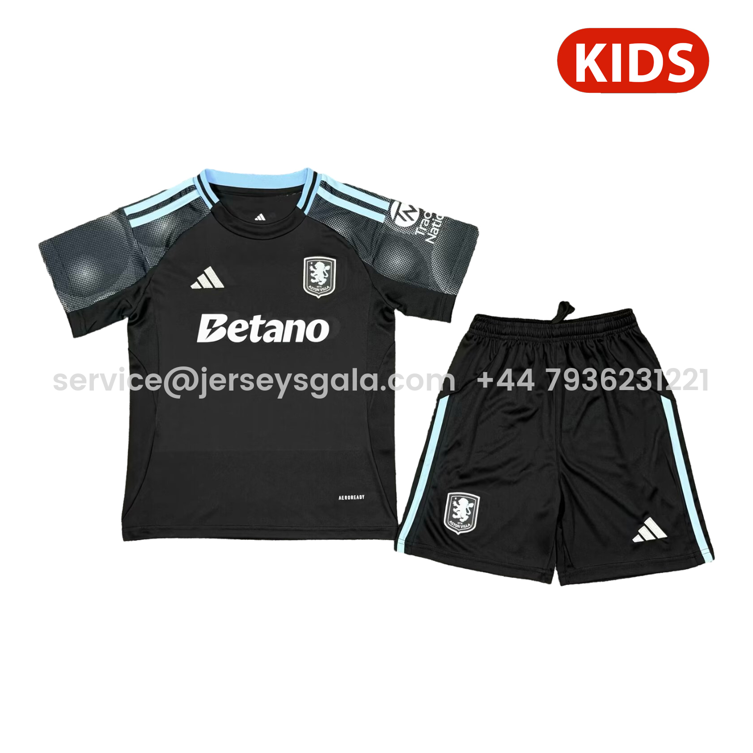 JerseysGala.com | Aston Villa 25-26 Away Kids Kit -Customize Name, Number and Patch | Worldwide Shipping