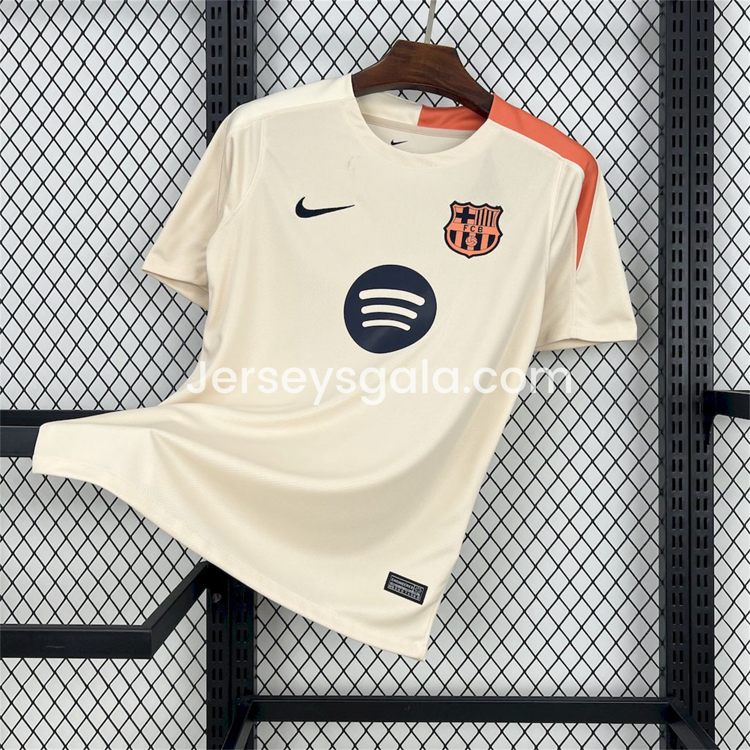 JerseysGala.com | Barcelona 24-25 Off-white Pre-match Training Jersey - Fans Version -Customize Name, Number and Patch | Worldwide Shipping