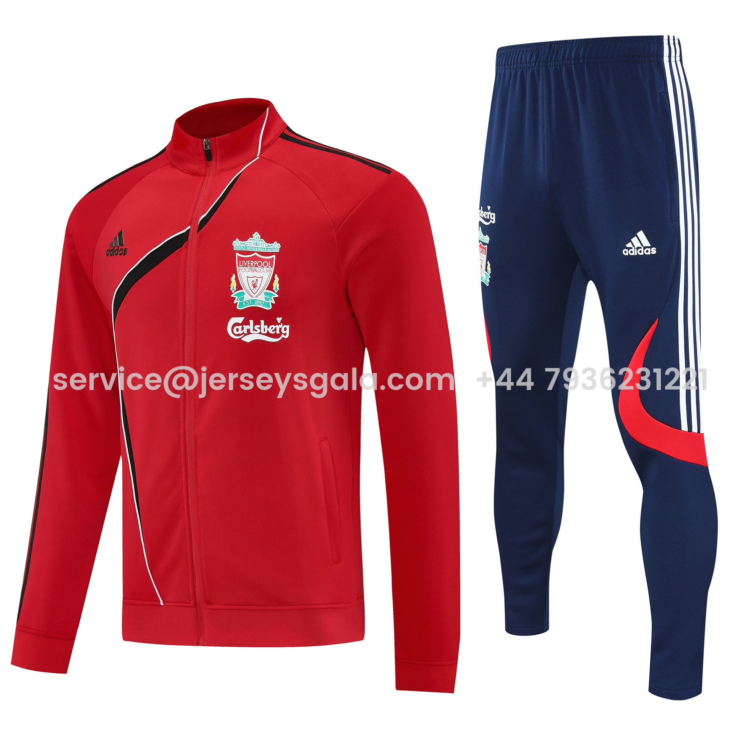 JerseysGala.com | Liver.pool 25-26 Jacket Training Tracksuit - Red Jackets & Deep Blue Pants -Customize Name, Number and Patch | Worldwide Shipping