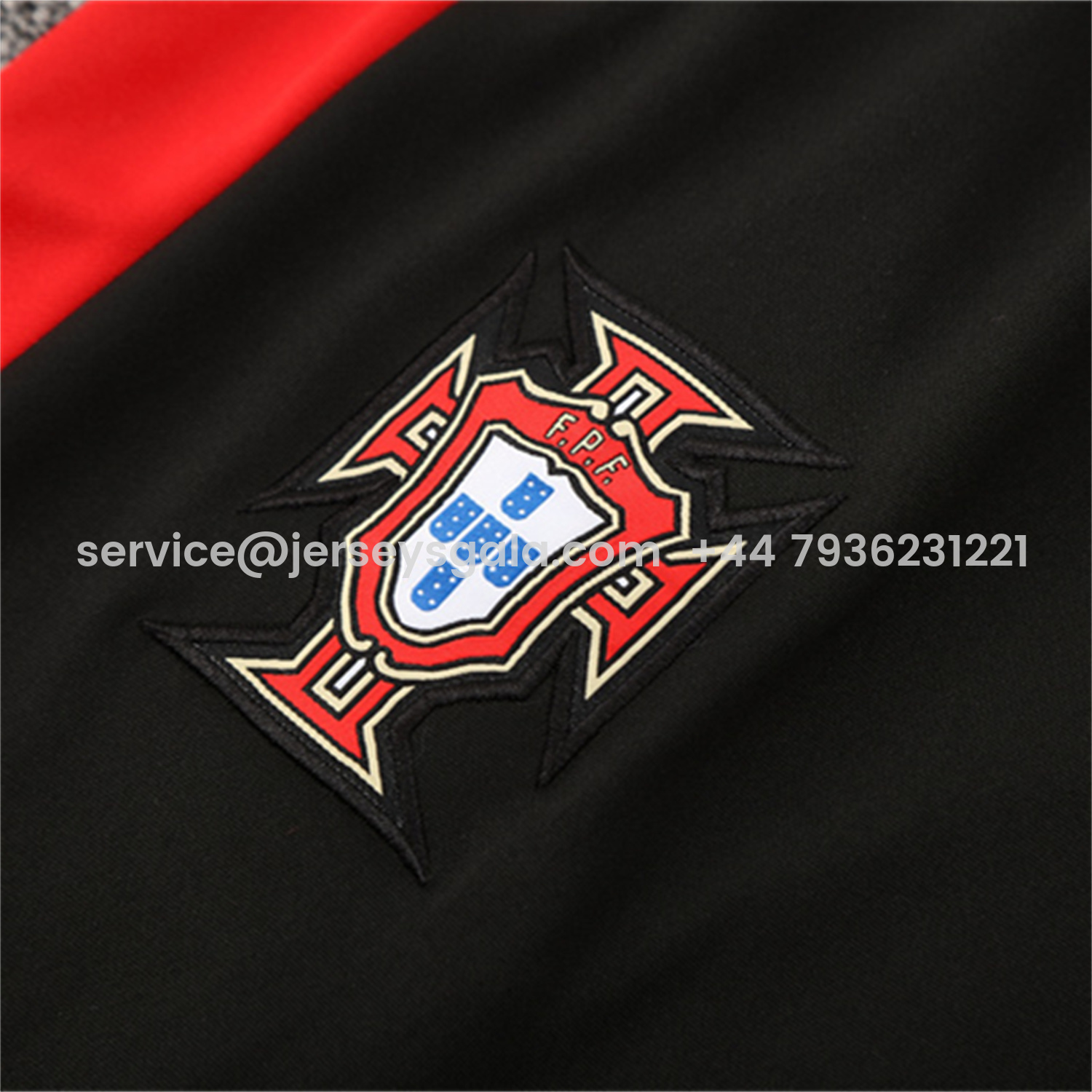 JerseysGala.com | Portugal 25-26 Kids Long Sleeve Training Set - Black Top & Black Pants -Customize Name, Number and Patch | Worldwide Shipping