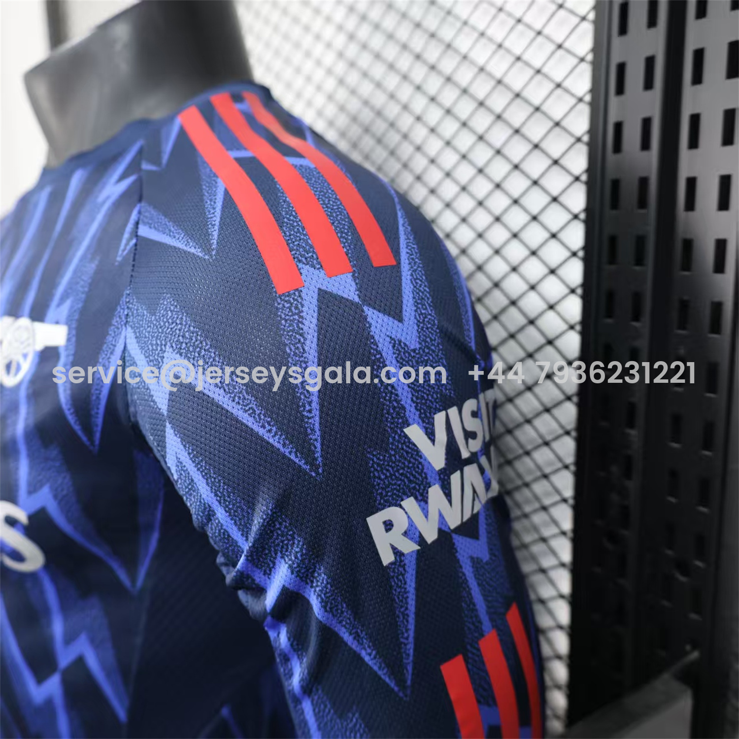 JerseysGala.com | Arsenal 25-26 Away Long Blue Jersey - Player Version -Customize Name, Number and Patch | Worldwide Shipping