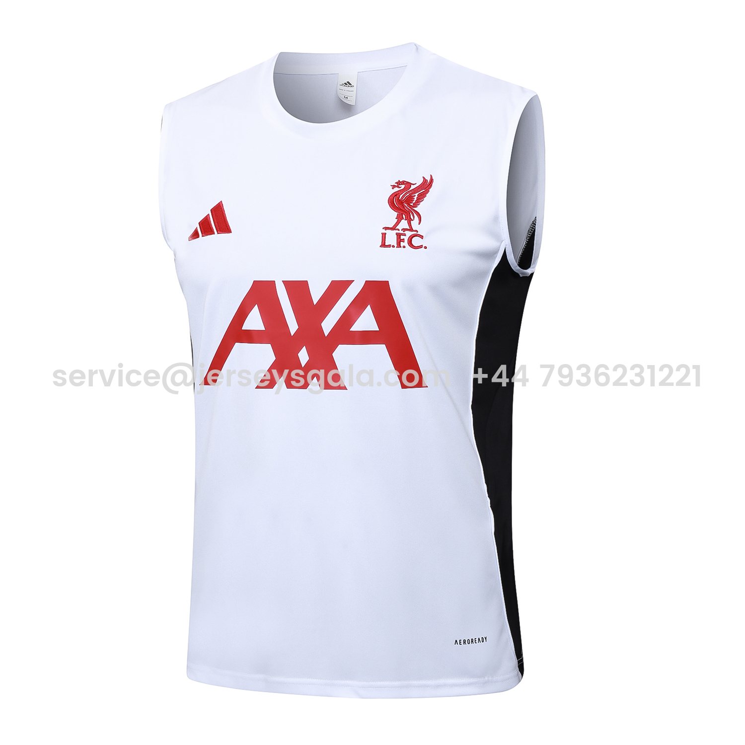 JerseysGala.com | Liver.pool 25-26 Vest Training Set - White Vest & Black Shorts -Customize Name, Number and Patch | Worldwide Shipping