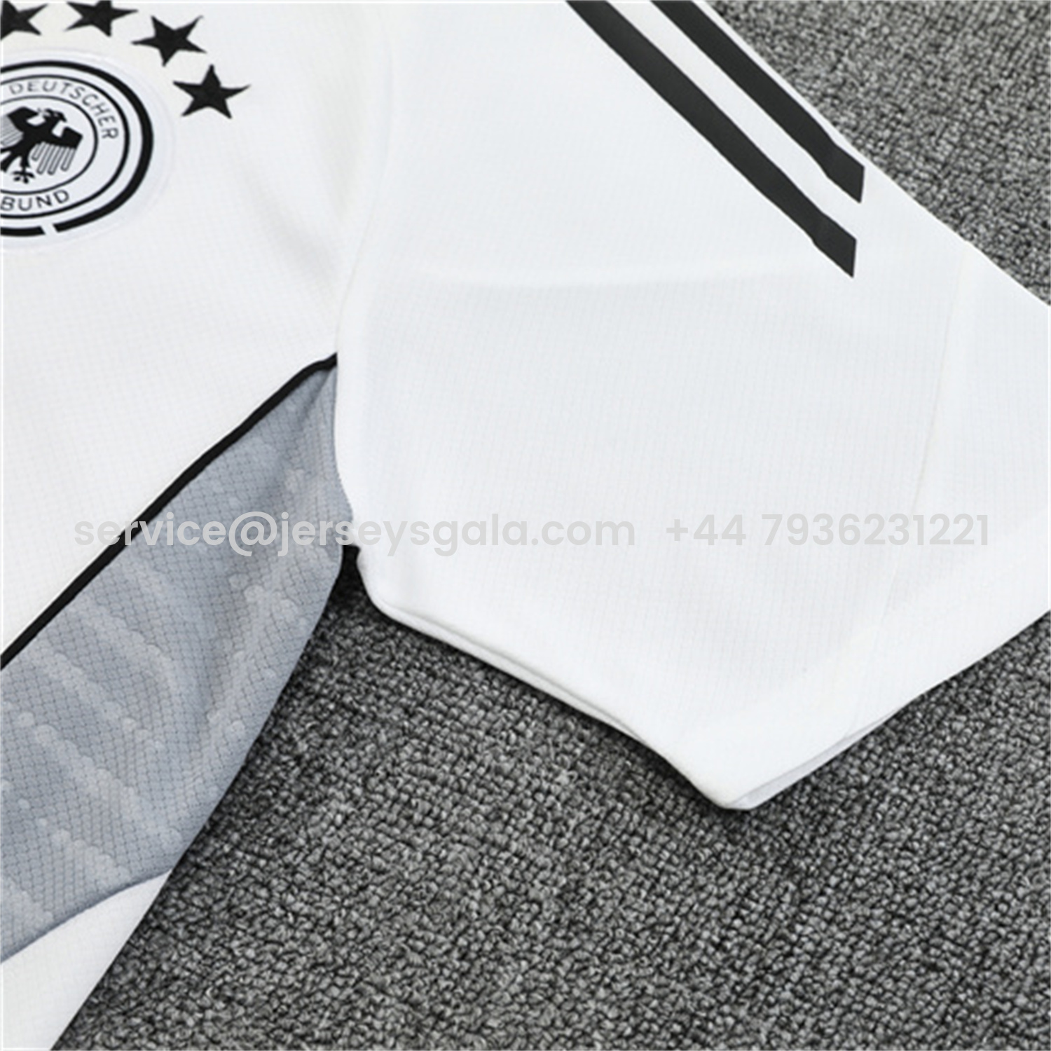 JerseysGala.com | Germany 25-26 Kids Short-Sleeve Training Set - White Top & Black Shorts -Customize Name, Number and Patch | Worldwide Shipping
