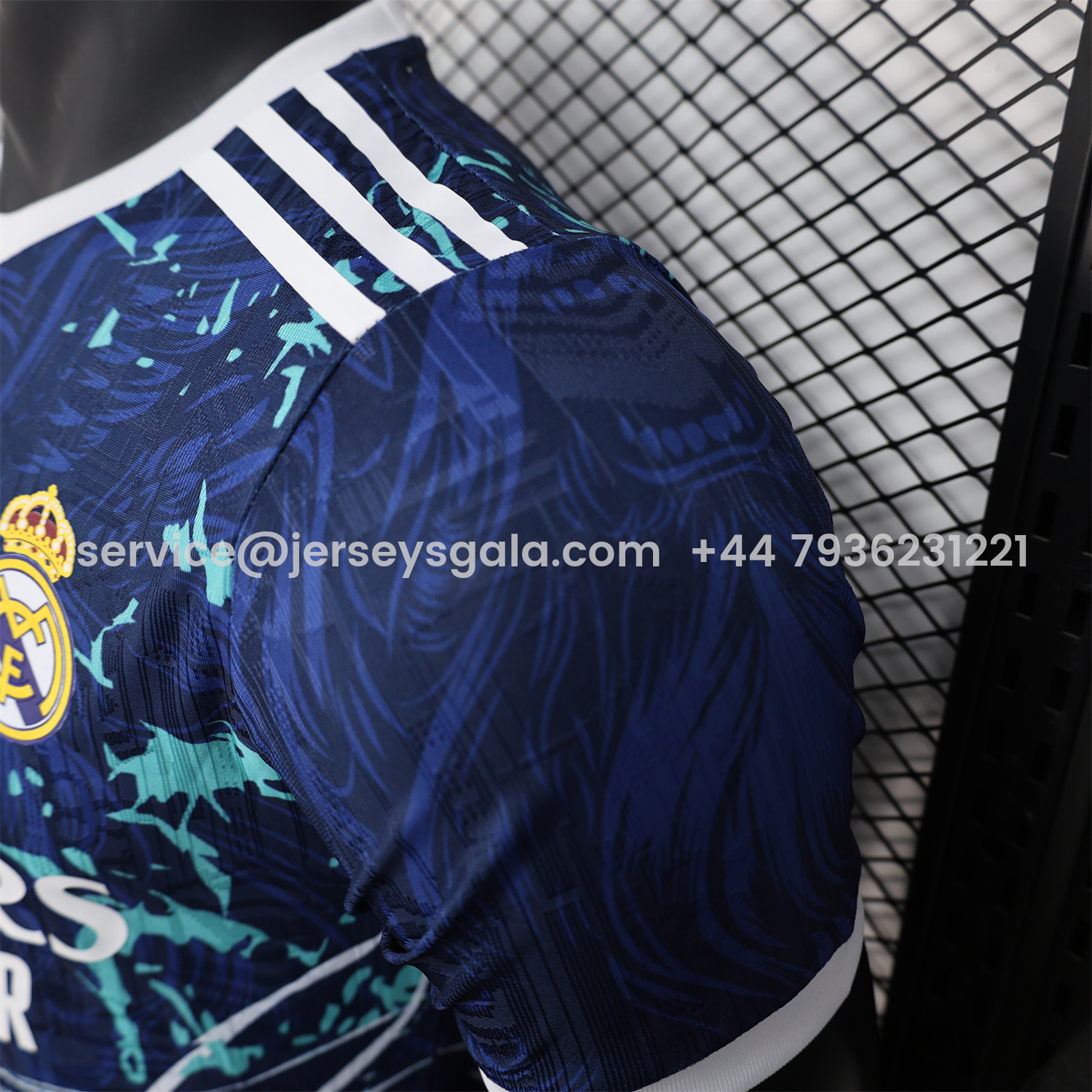 JerseysGala.com | Real Madrid 25-26 Blue Jersey with White Viking Roar Comics - Player Version -Customize Name, Number and Patch | Worldwide Shipping