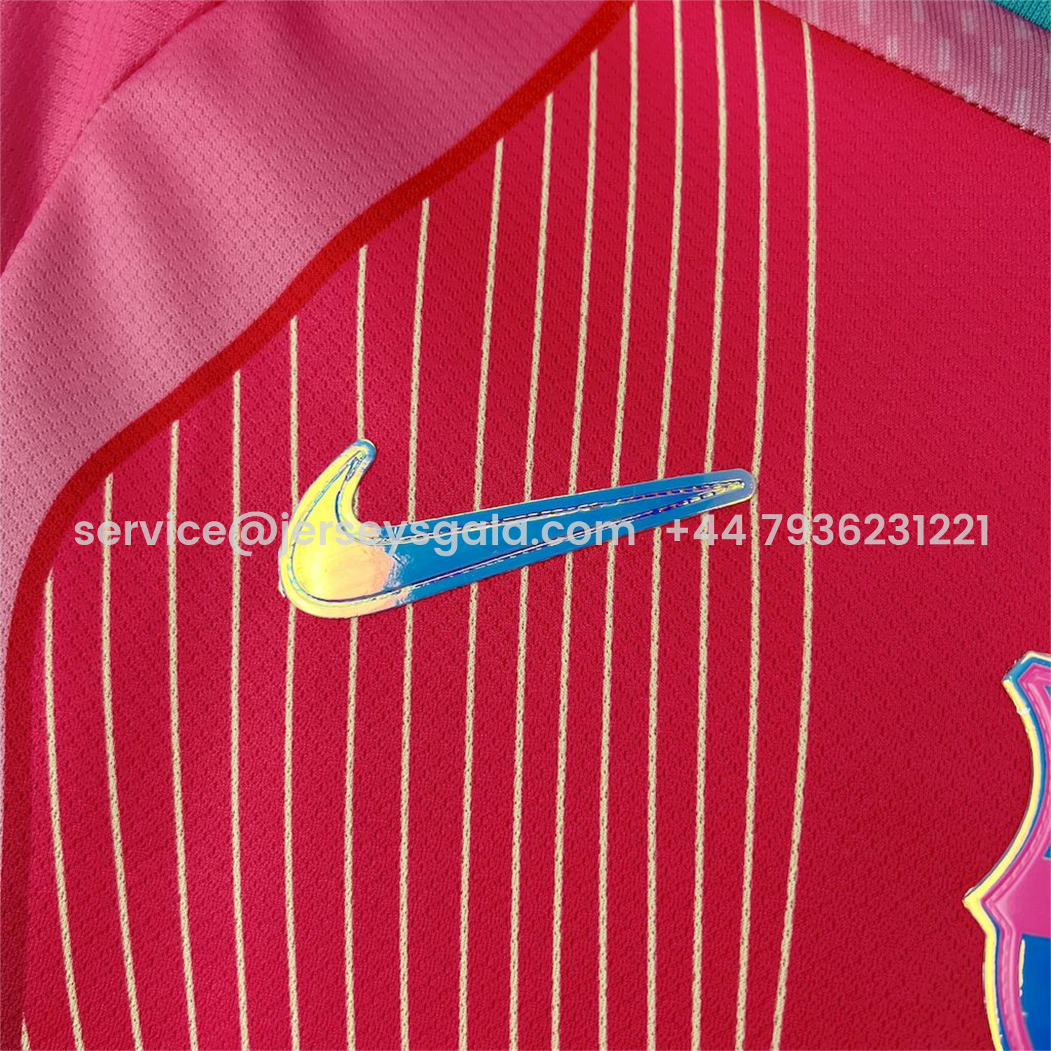 JerseysGala.com | Barcelona 25-26 T90 White Lines Pink Gradient Special Jersey - Fans Version -Customize Name, Number and Patch | Worldwide Shipping