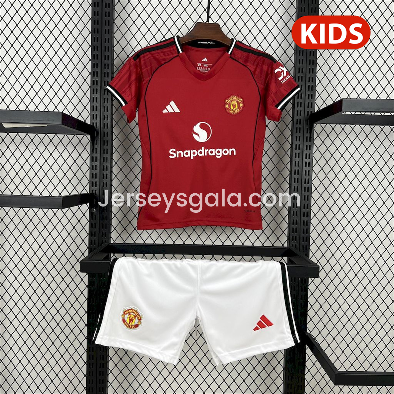 JerseysGala.com | Manchester United 25-26 Home Kids Kit -Customize Name, Number and Patch | Worldwide Shipping